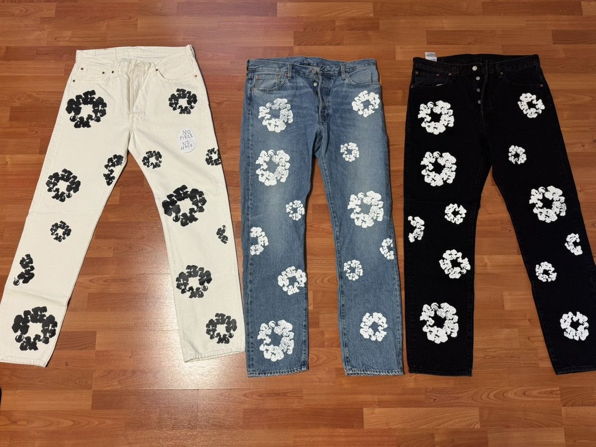 DENIM TEARS Denim Tears Cotton Wreath Jeans Shock Drop (White) Size US 36 / EU 52 - 7 Thumbnail