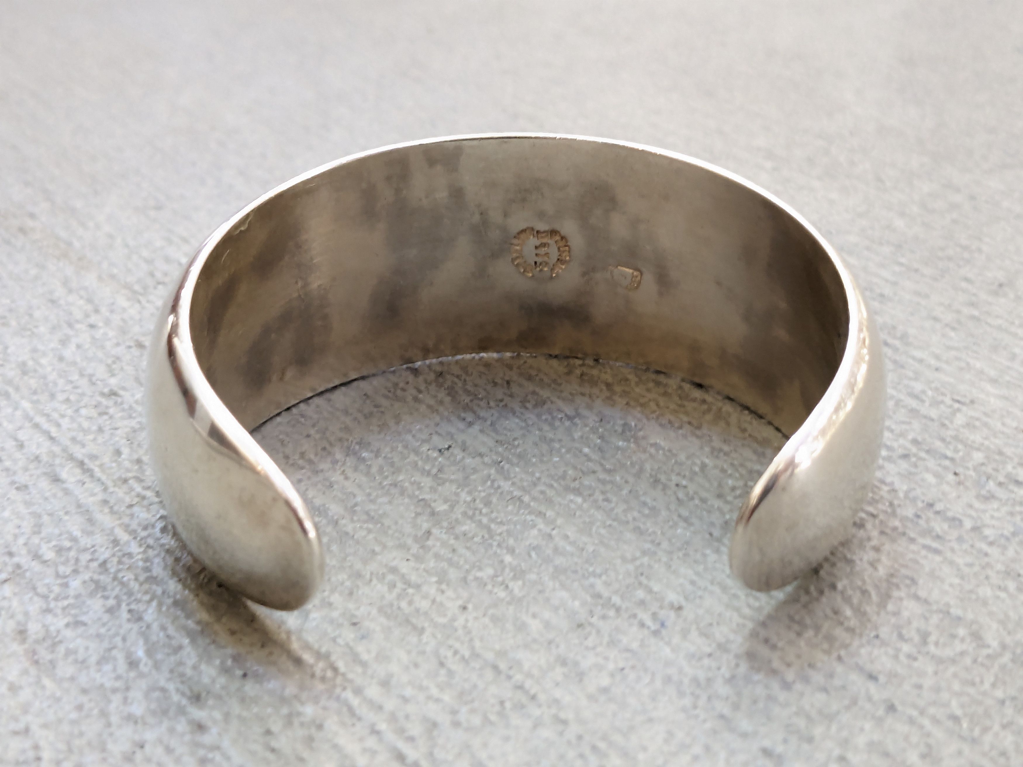 Other Vintage Sterling Silver Bracelet Cuff Black Round 5" Modern Size ONE SIZE - 8 Thumbnail
