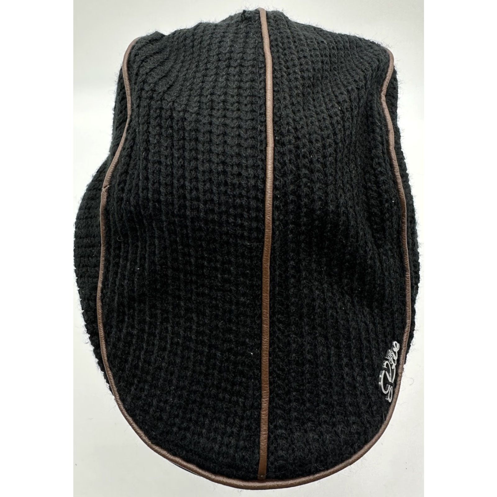 Etro Love Jeans Newsboy Hat Cap Retro Black Knit Faux Leather Trim Adjustable Men Casual Newsboy Cap Black Vintage No Size US 35 - 3 Thumbnail