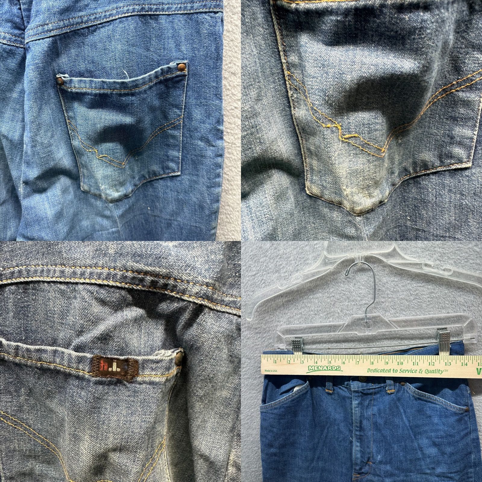 Denime VINTAGE H.I.S. Jeans Adult W 28 L 30 Blue Denim Pants Cotton Zip 70s 80s Size US 28 / EU 44 - 9 Thumbnail