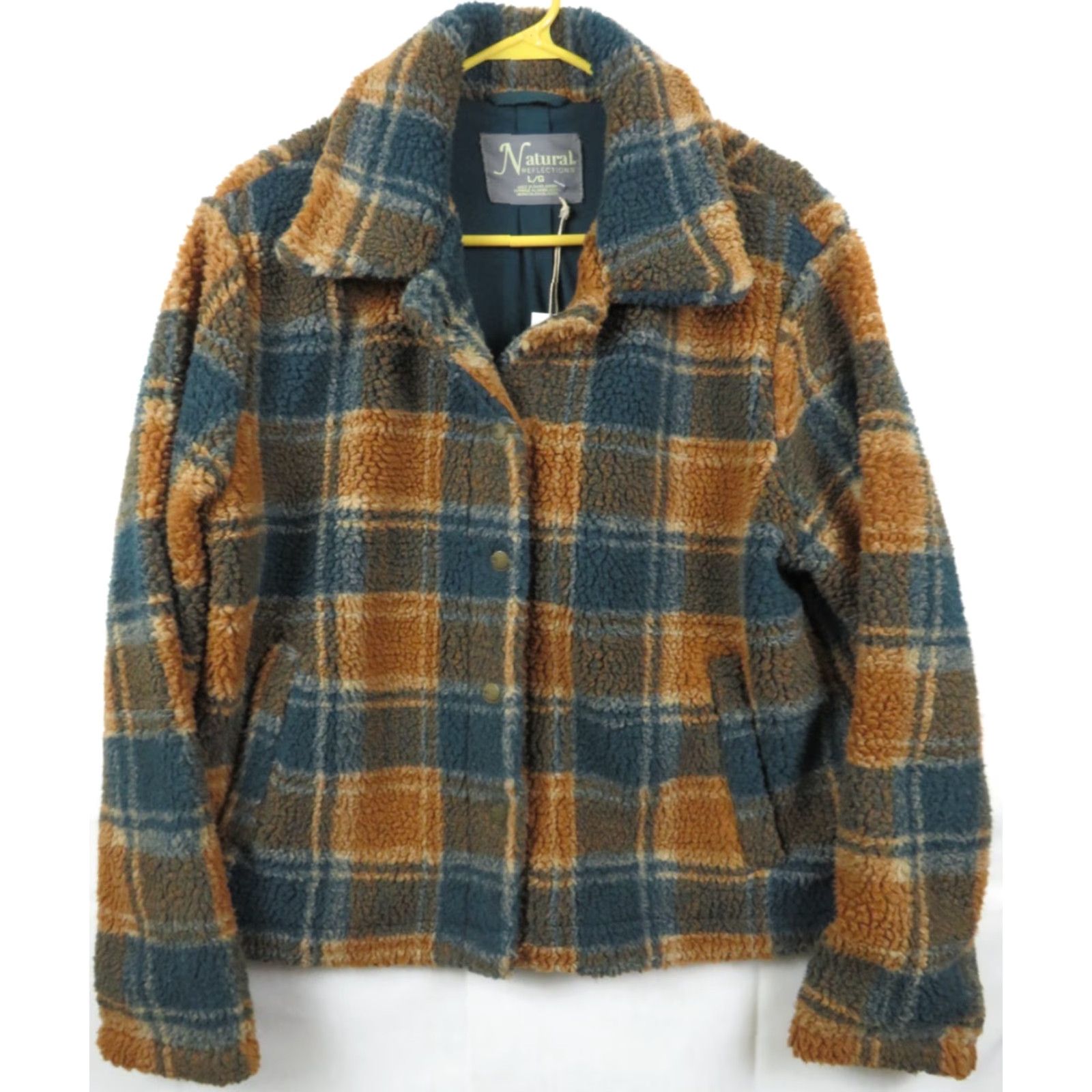 Vintage Natural Reflections flannel jacket shirt Green Orange plaid lined winter women L Size L / US 10 / IT 46 - 2 Thumbnail