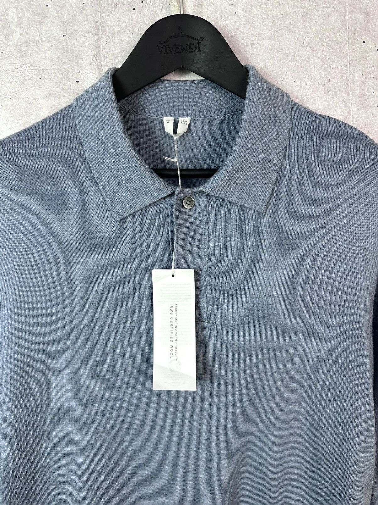 Arket NEW Arket Wool Grey-Blue Long Sleeve Men’s Polo Sweater Size US XL / EU 56 / 4 - 4 Thumbnail