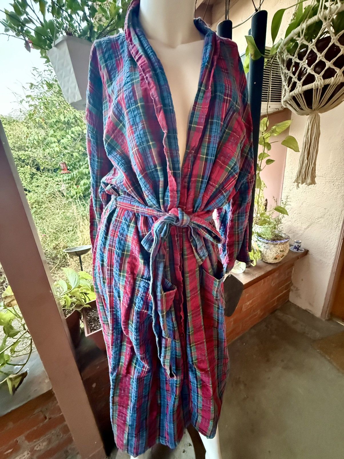 Christian Dior Monsieur Vintage 80’s Christian Dior Monsignor blue& red plaid robe Size ONE SIZE - 6 Thumbnail