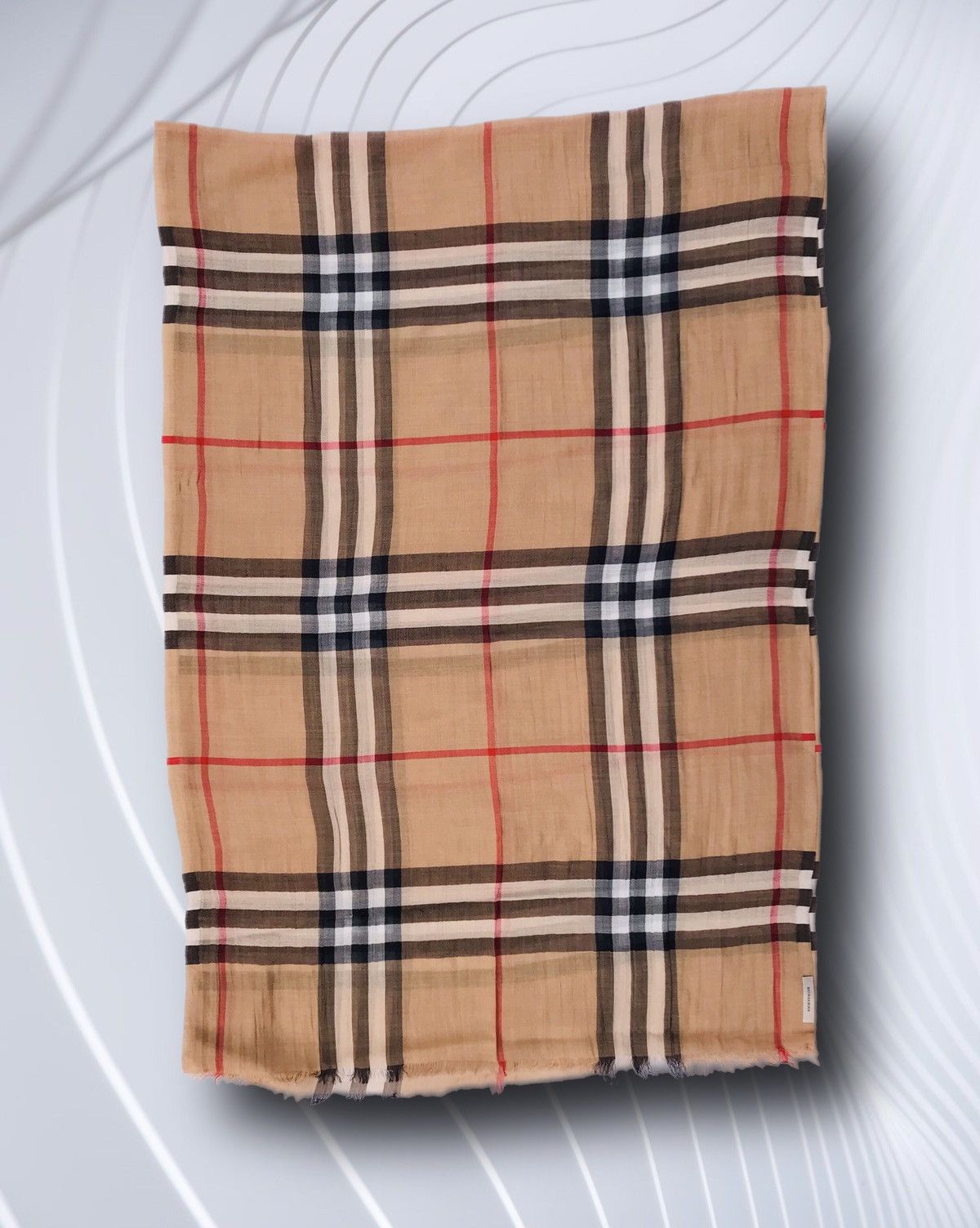 Burberry Burberry Light Nova Check Scarf Shawl Wrap Plaid Wool Silk Size ONE SIZE - 2 Thumbnail