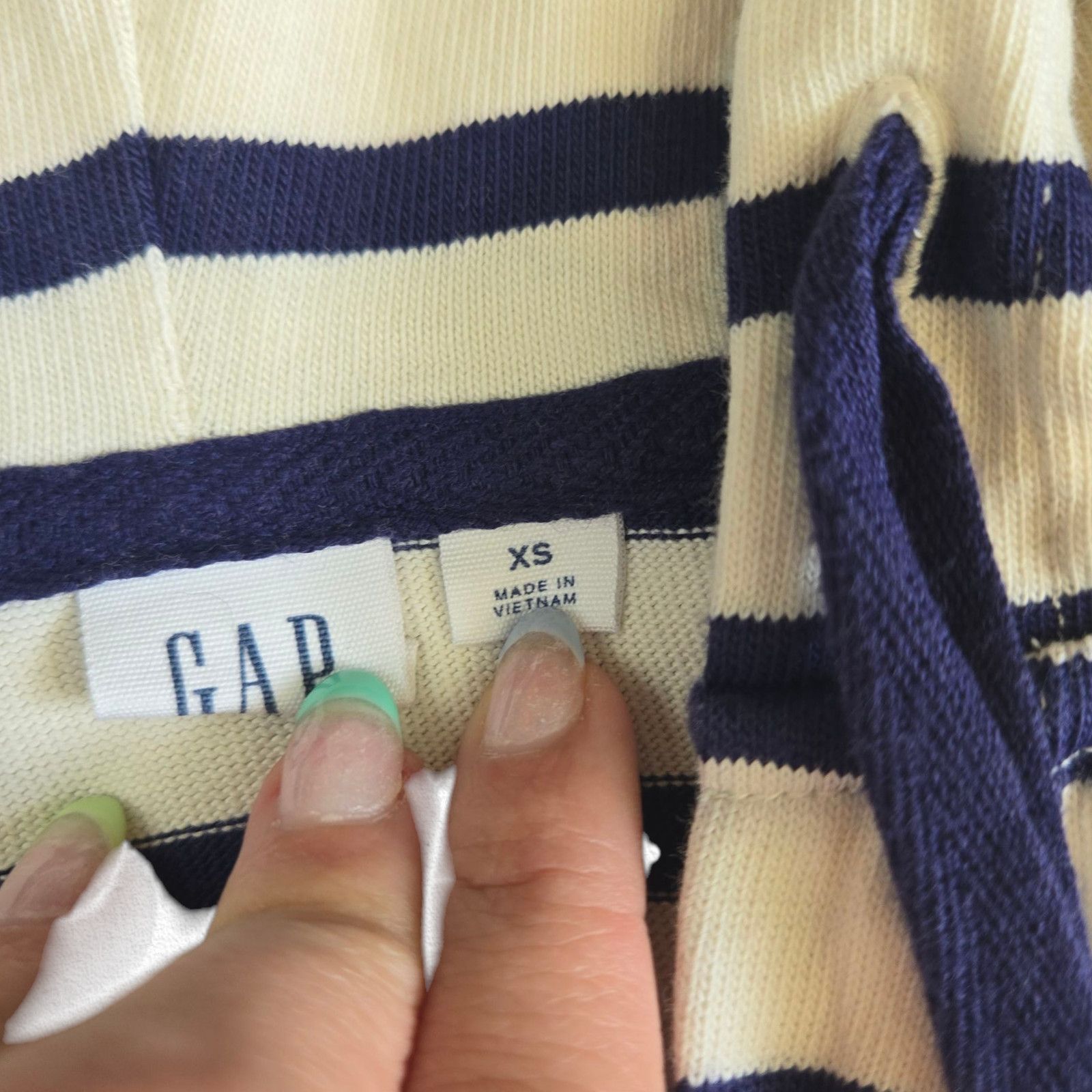 Gap GAP Navy White Striped V-Neck Hoodie Size XS Size XS / US 0-2 / IT 36-38 - 5 Thumbnail