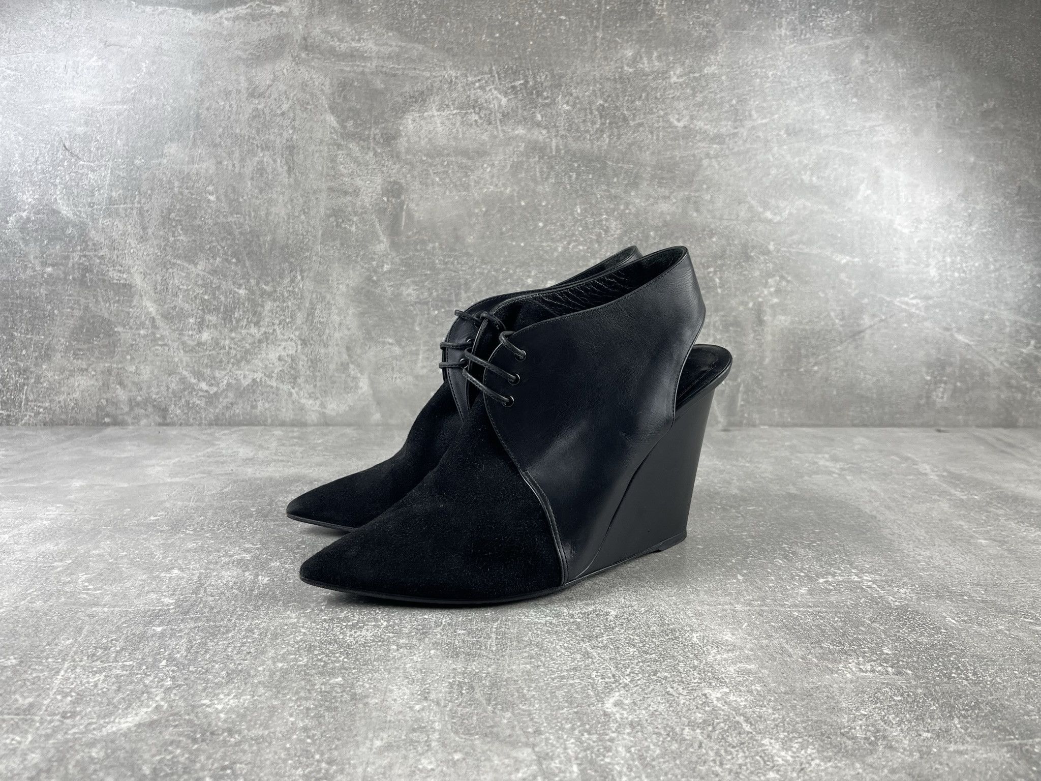 Christian Dior Monsieur Christian Dior Raf Simons Era AUTH Leather Wedge Heels Shoes Size US 7.5 / IT 37.5 - 1 Thumbnail