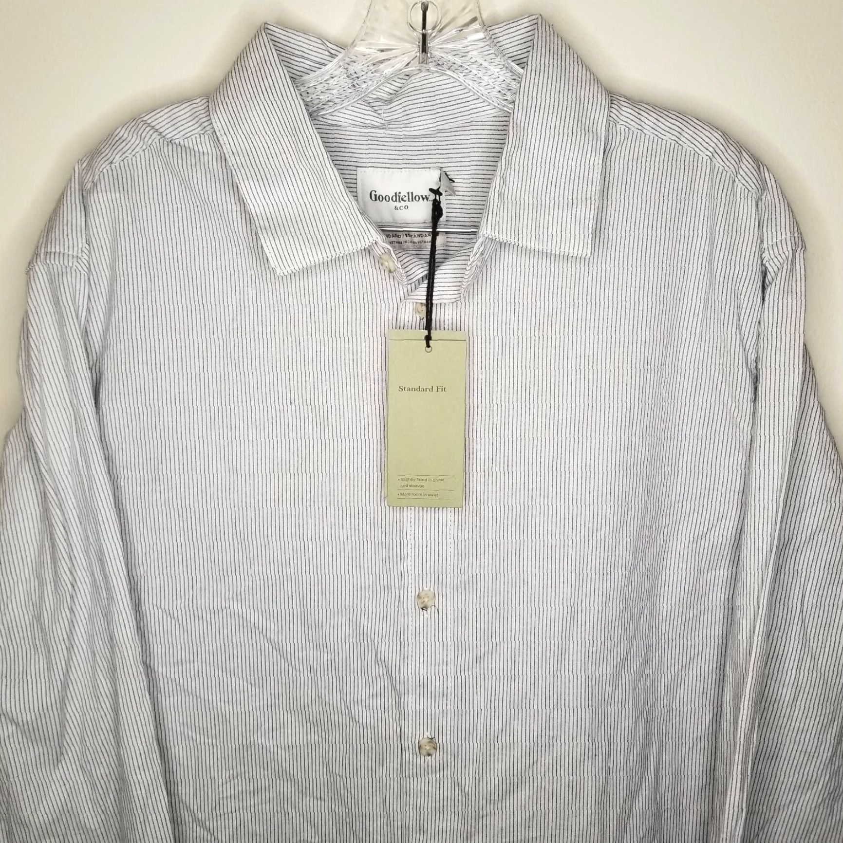 Vintage VINTAGE Goodfellow Men's Long Sleeve Button-Up Shirt XL Gray Striped Casual Clothing Size US XL / EU 56 / 4 - 2 Thumbnail