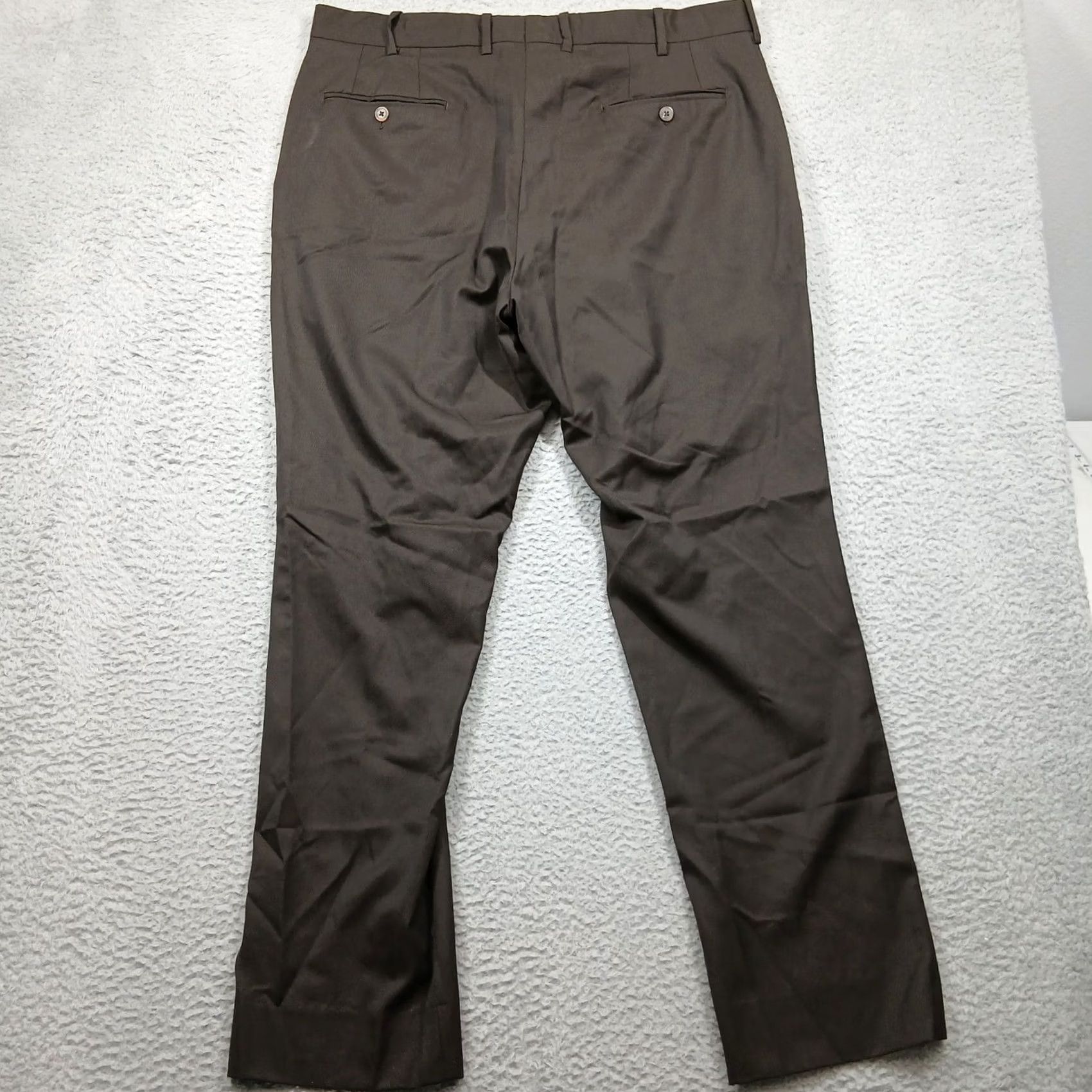 Vintage JB Britches Dress Pants Men 38R Brown 100% Wool Made in Italy Classic Fit Size US 38 / EU 54 - 3 Thumbnail