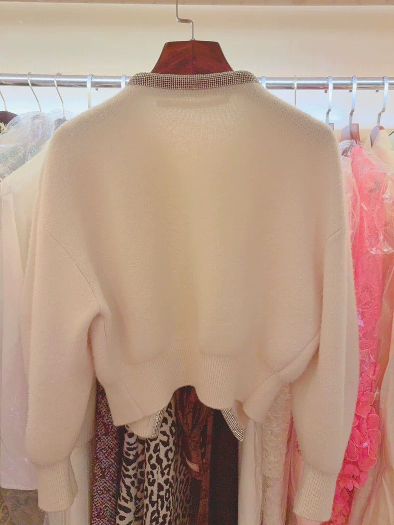 Alexander Wang Alexander Wang Crystal Trim White Sweater Coat- Size XS / US 0-2 / IT 36-38 - 6 Thumbnail