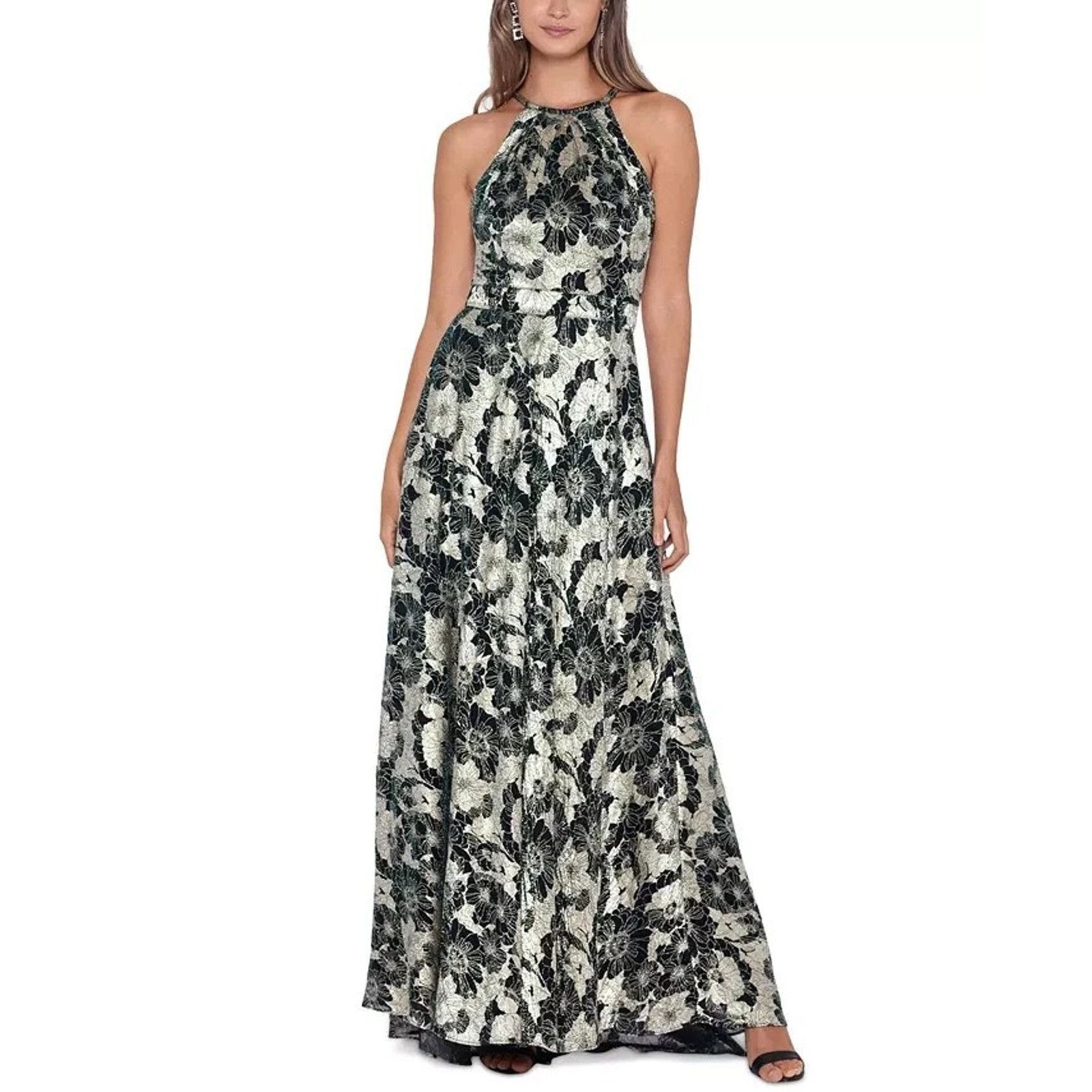 Other Betsy & Adam Women's Long Halter Wrap Foil Print Dress, 4, Size S / US 4 / IT 40 - 1 Thumbnail