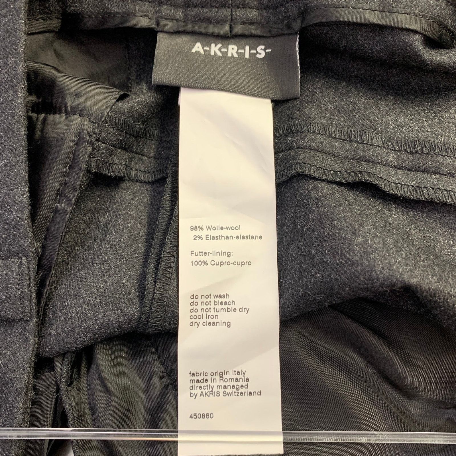 Akris Grey Charcoal Wool Blend Heather Flat Front Dress Pants Size 36" / US 14 / IT 50 - 3 Thumbnail