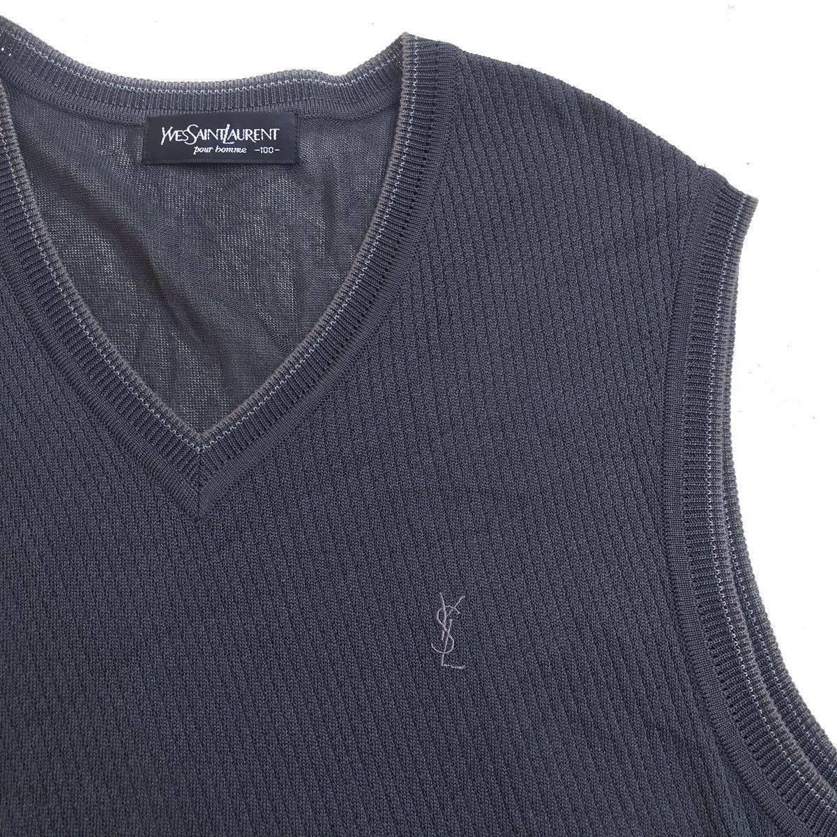Designer × Yves Saint Laurent Vintage Yves Saint Laurent YSL Black Knit Kniwear vest Size 38R - 3 Thumbnail