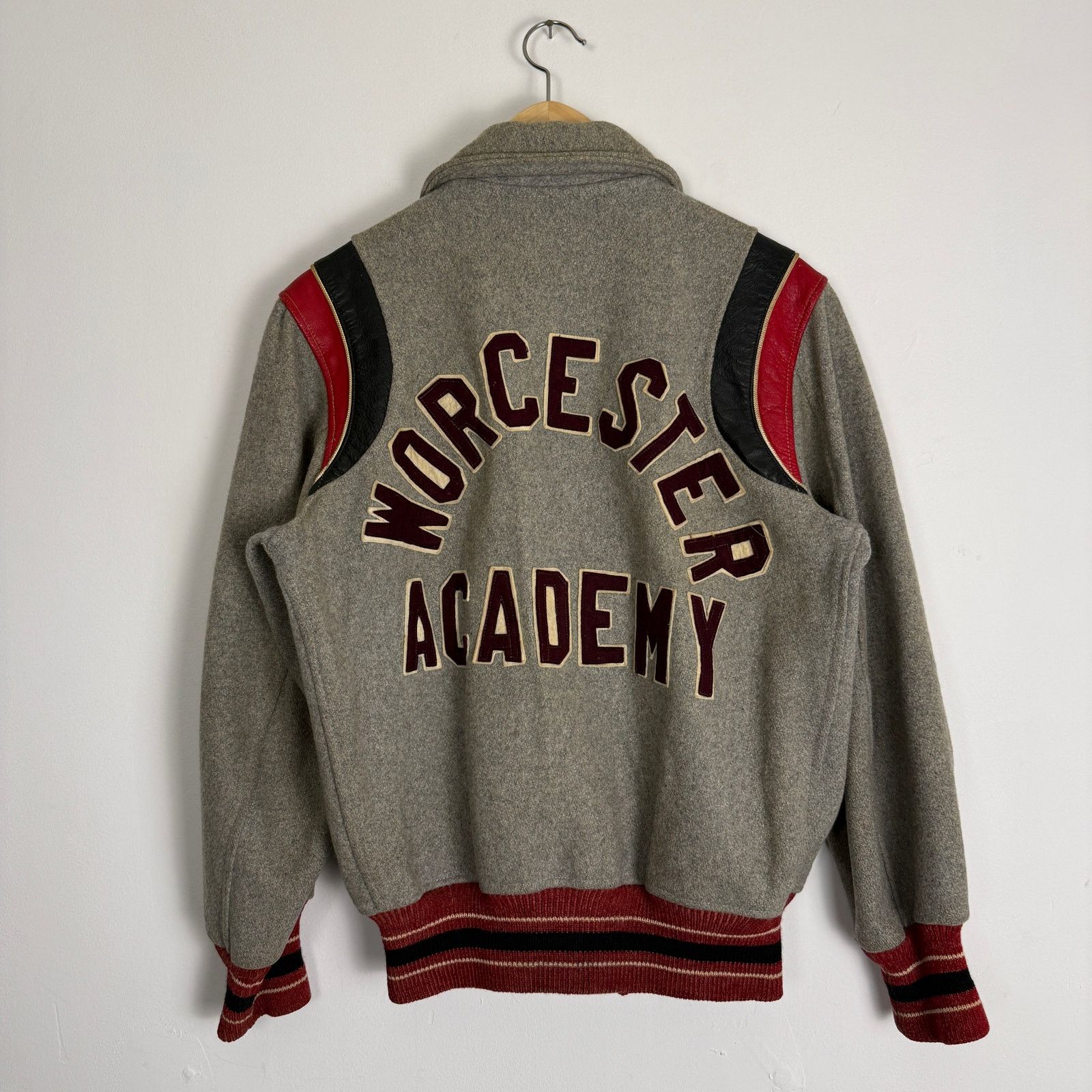 Vintage Vintage 50s Worcester Academy Wool Letterman Varsity Jacket Size US M / EU 48-50 / 2 - 2 Thumbnail