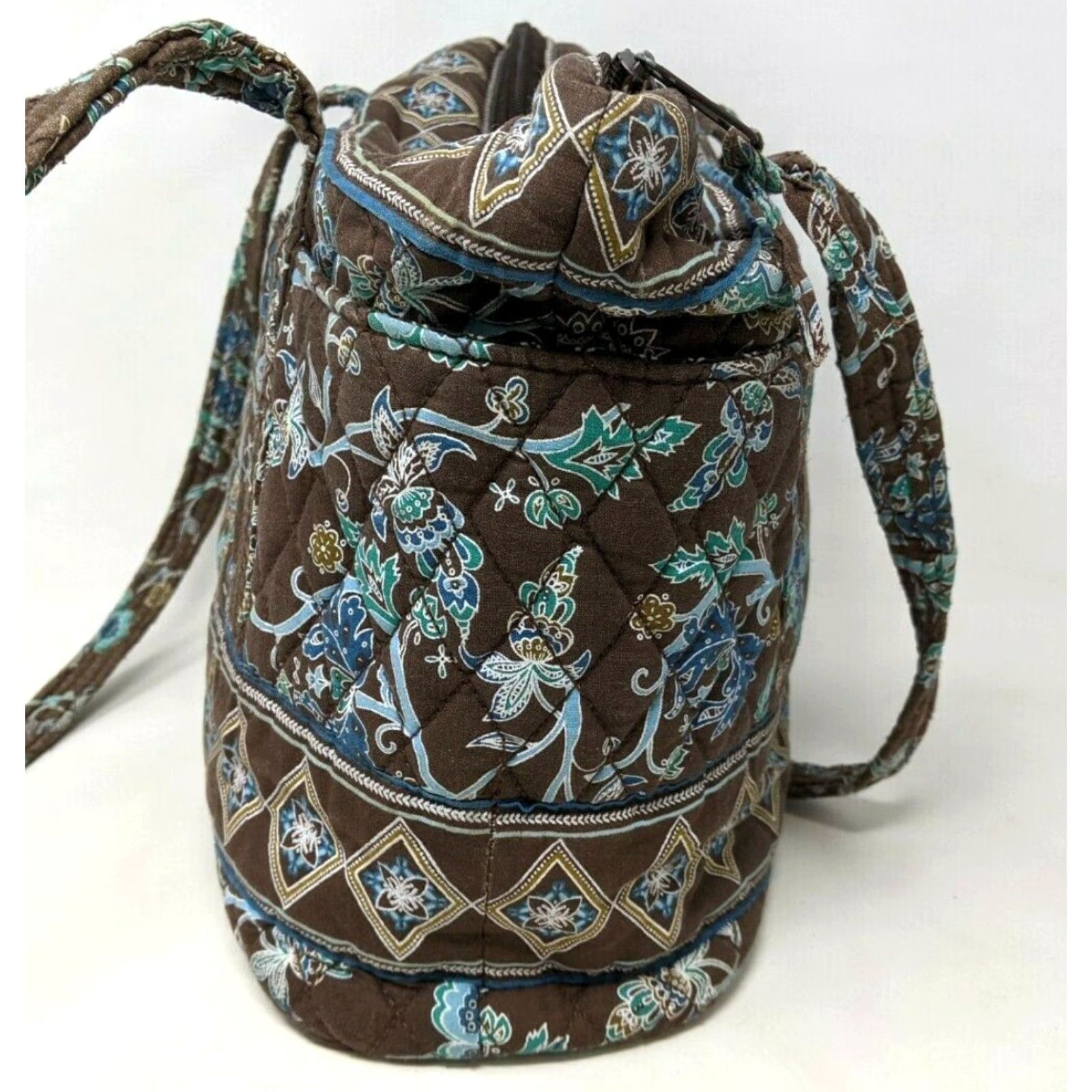 Croft & Barrow Croft & Barrow Tote Women's Large Quilted Floral Brown Turquoise Messenger Bag Purse HB21 Size ONE SIZE - 4 Thumbnail