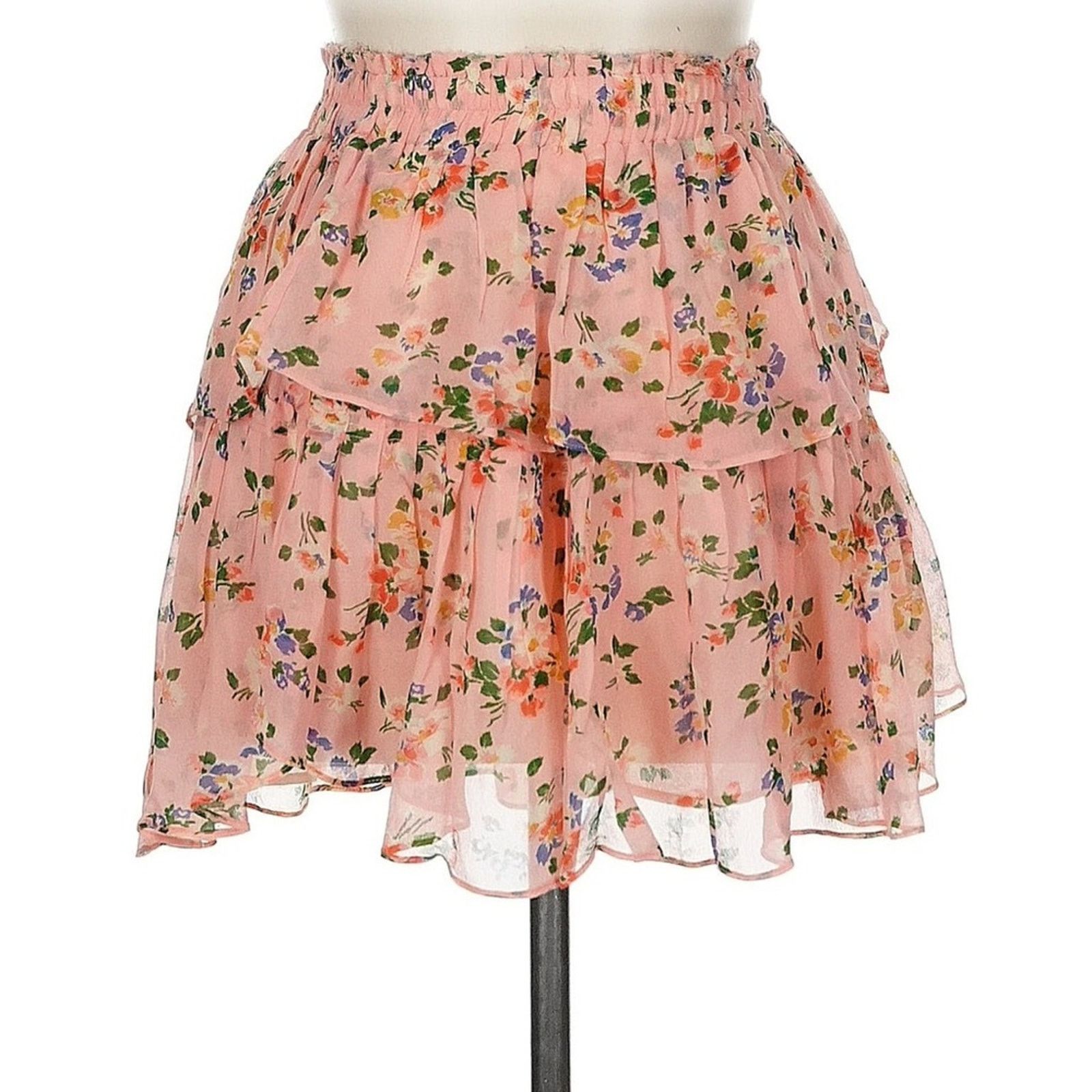 LoveShackFancy LoveShackFancy Ruffle Mini Skirt - Size M Pink 100% Silk Size 28" / US 6 / IT 42 - 3 Thumbnail