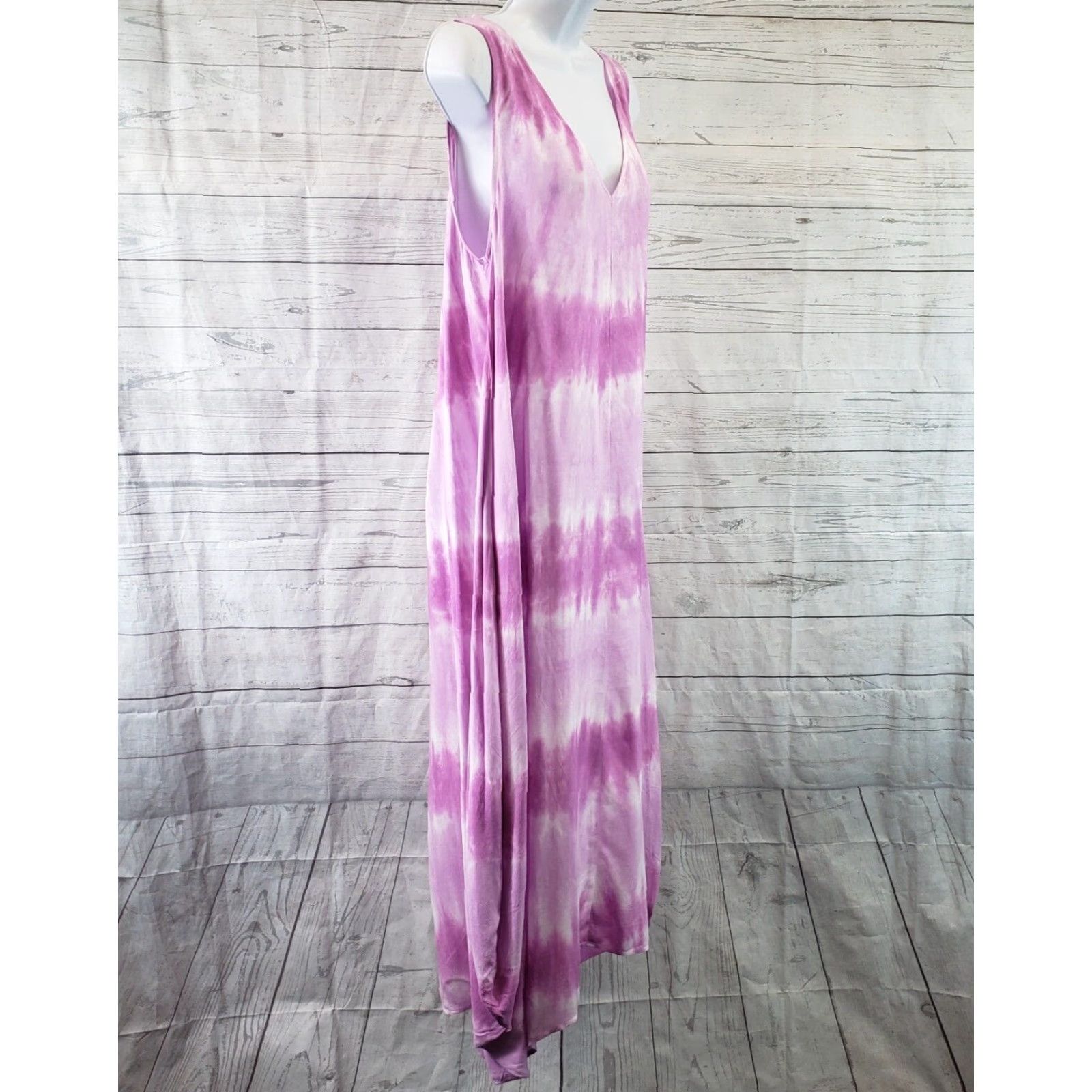 Vintage Mud Pie Maxi Dress Sz S Purple Tie Dye Sleeveless V-Neck Size S / US 4 / IT 40 - 3 Thumbnail