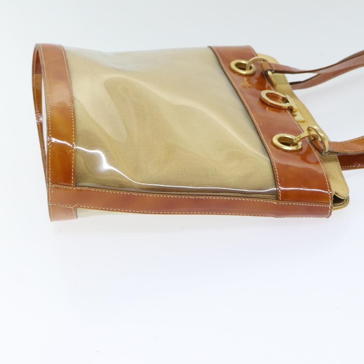 Salvatore Ferragamo Salvatore Ferragamo Gancini Shoulder Bag Vinyl Beige Orange Size ONE SIZE - 3 Thumbnail