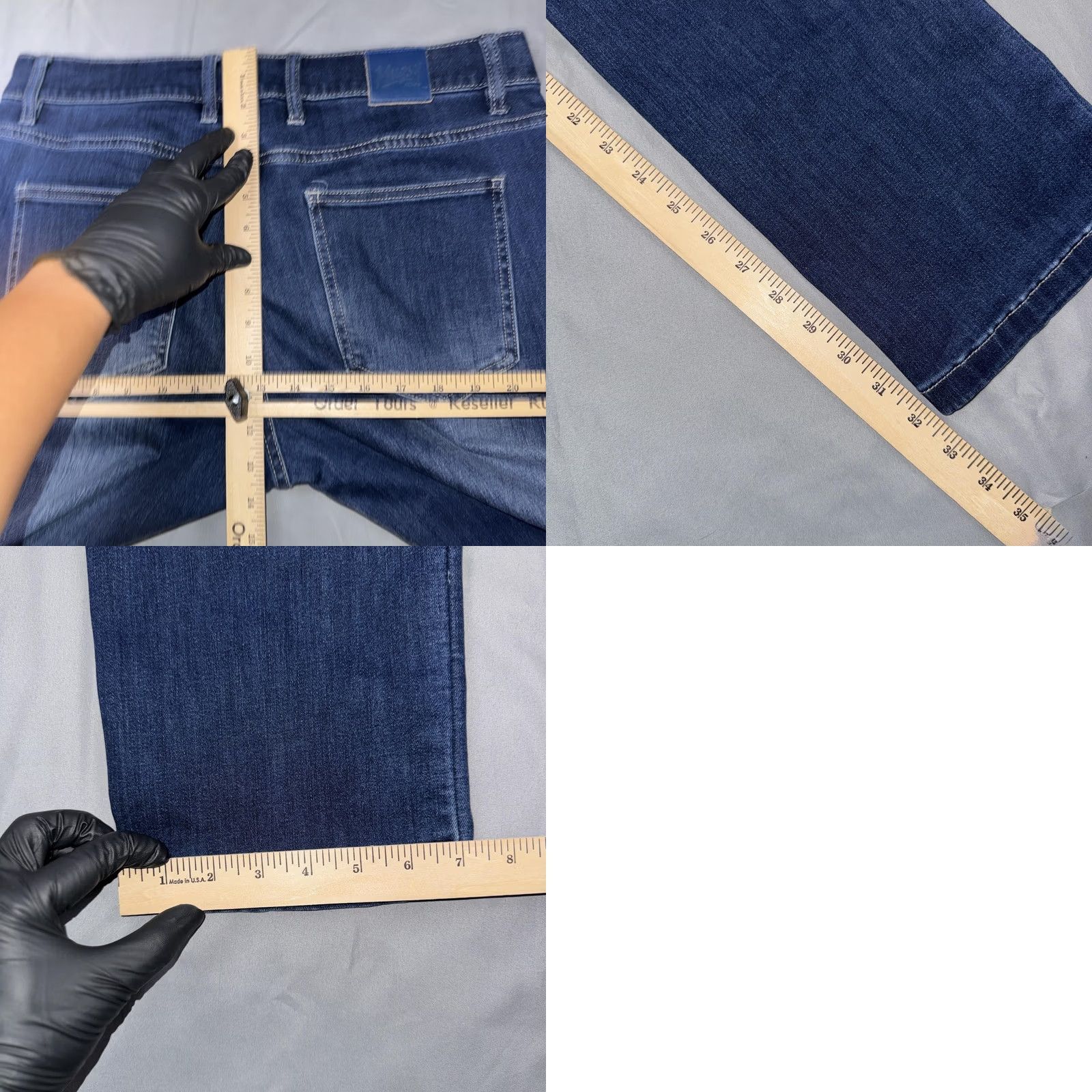 Denime Mens Mugsy Kinzies Jeans 34x34 Blue Medium Wash Slim Straight Stretch Denim Size US 34 / EU 50 - 8 Thumbnail
