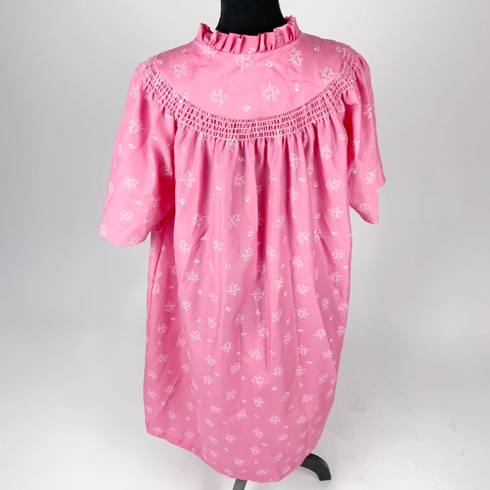 Pinko VINTAGE Serenity Nightgown Muumuu Caftan Pink 40 Med Cotton Blend 1970s Size ONE SIZE - 7 Thumbnail