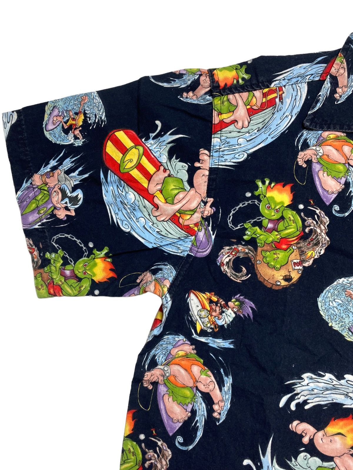 JNCO 2000s JNCO Flamehead - Iconic Mascots Surf Open Collar Shirt Size US L / EU 52-54 / 3 - 6 Thumbnail