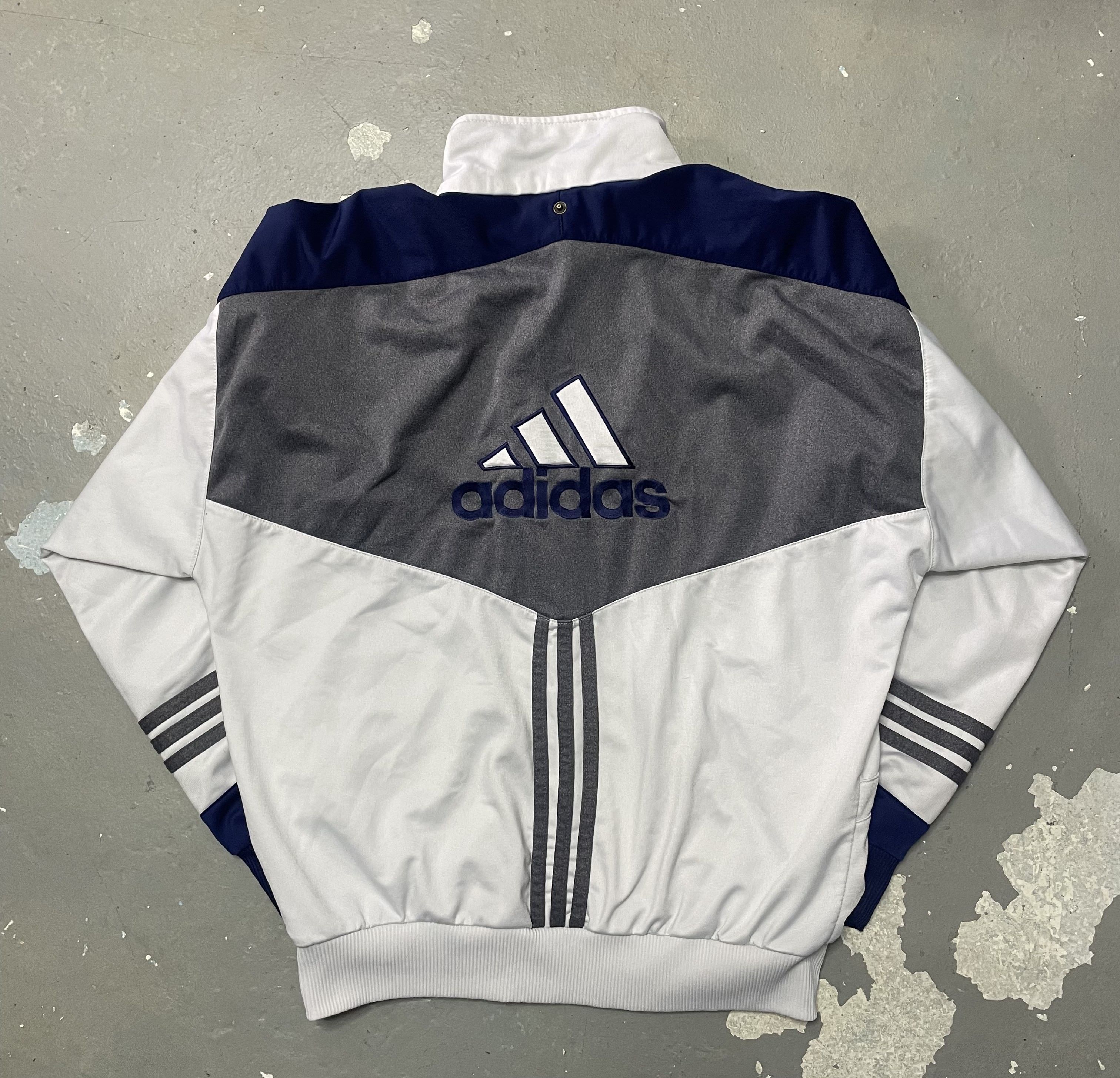 Adidas Vintage Adidas Track Jacket White Blue Grey Size US M / EU 48-50 / 2 - 4 Thumbnail
