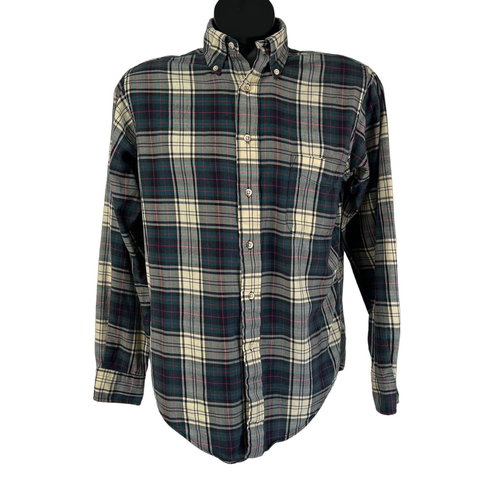 L.L. Bean Vintage LL Bean Plaid Button Down Shirt Mens White Green Size US M / EU 48-50 / 2 - 1 Thumbnail