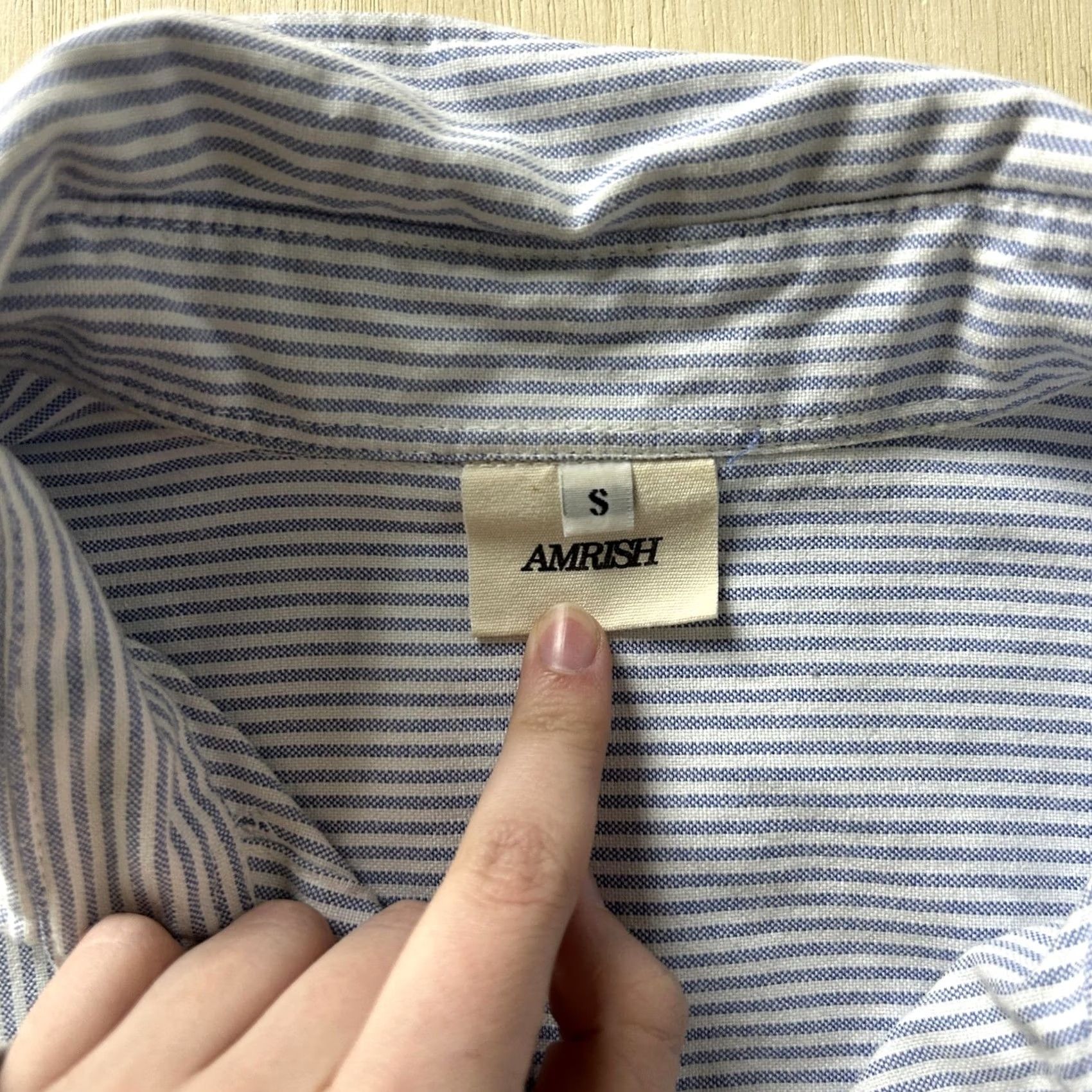 Vintage AMRISH Shirt Mens Small Blue Striped Short Sleeve Button Up Pocket Workwear Size US S / EU 44-46 / 1 - 2 Thumbnail