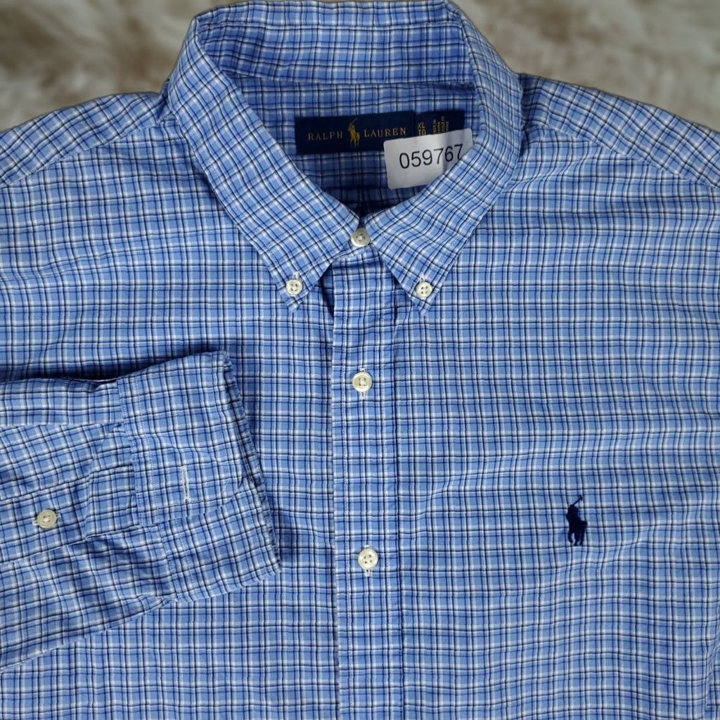 Ralph Lauren Ralph Lauren Shirt Men XL Blue Plaid Button-Up Long Sleeve Casual Button-Front Polo Pony Classic American Preppy wide fit Mens Size US XL / EU 56 / 4 - 1 Thumbnail