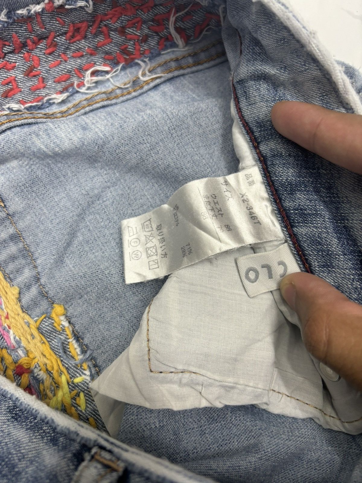 Japanese Brand Vintage Closshi Hand Knit Distressed Denim Jeans Size US 34 / EU 50 - 10 Thumbnail
