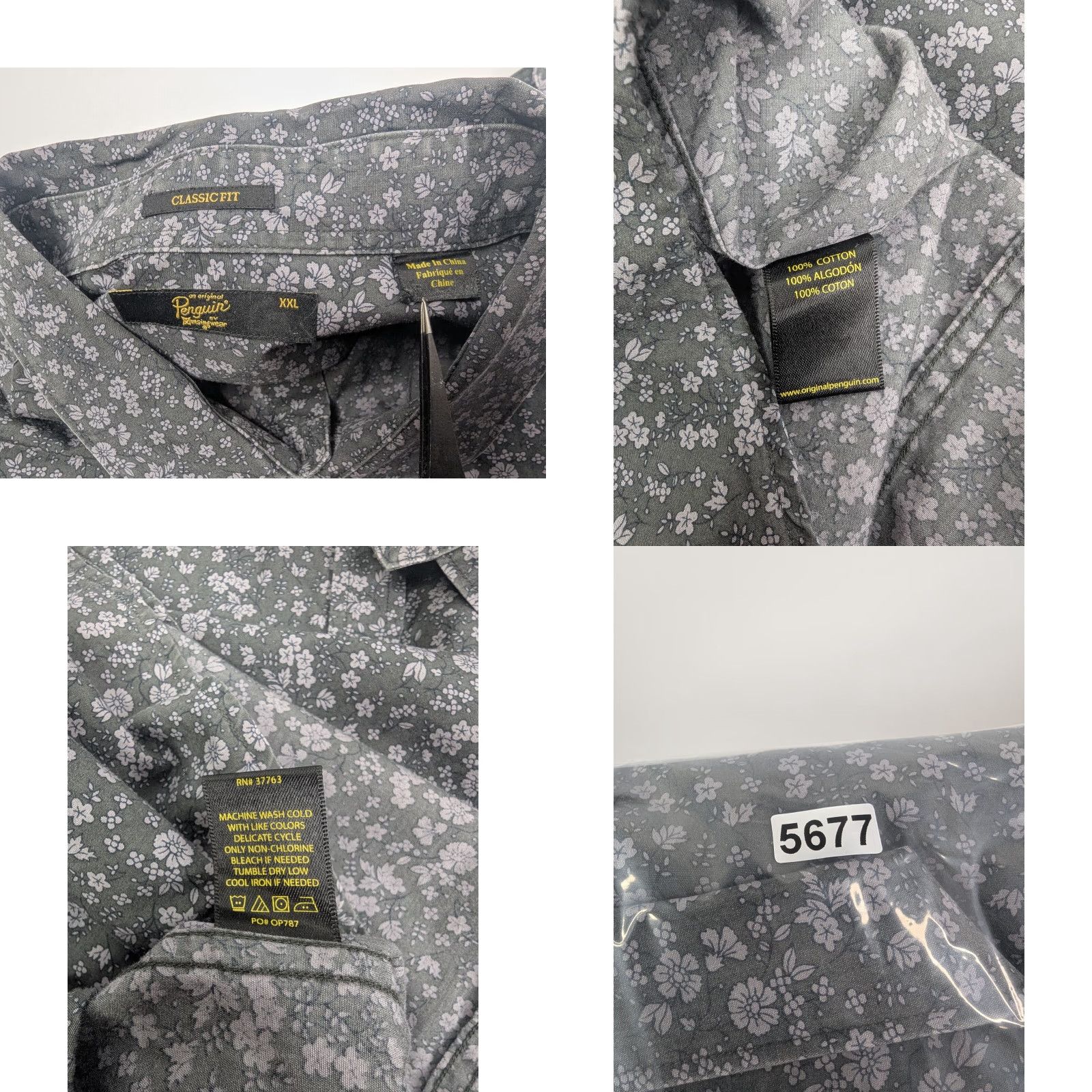 Vintage Penguin Munsingwear Floral Long Sleeve Grey Shirt Mens 2XL Button Classic Fit Size US XXL / EU 58 / 5 - 8 Thumbnail