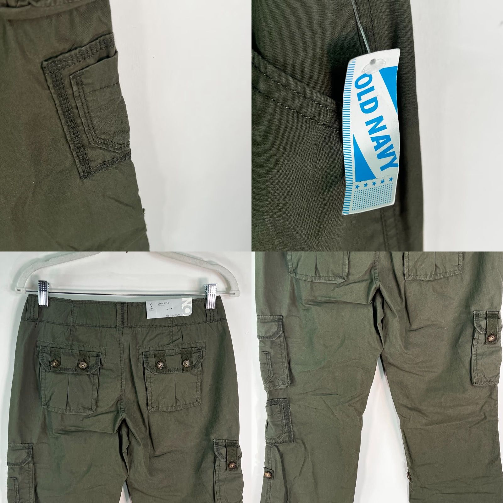 Old Navy VINTAGE? No. Old Navy Cargo Pants Womens Hiking Regular Tall Green Size 2 Long Canvas 32x32 Size 26" / US 2 / IT 38 - 8 Thumbnail
