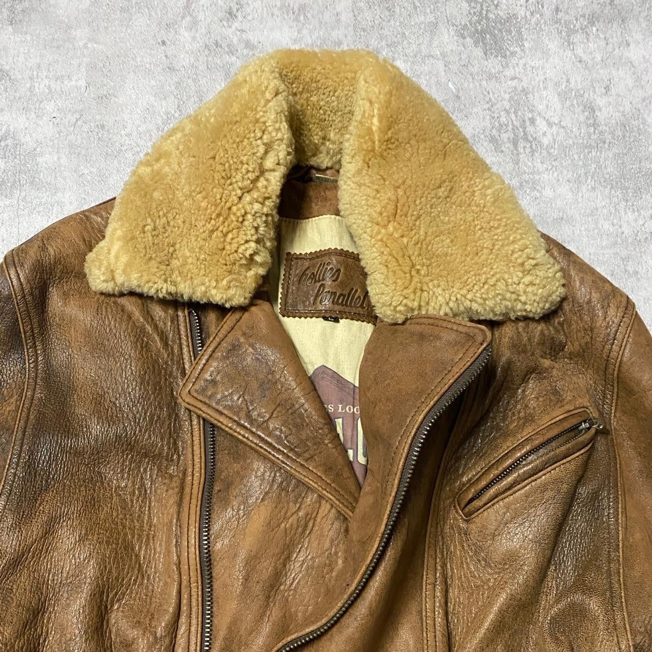 Other Brown leather aviator jacket with fur collar and button Size L / US 10 / IT 46 - 3 Thumbnail