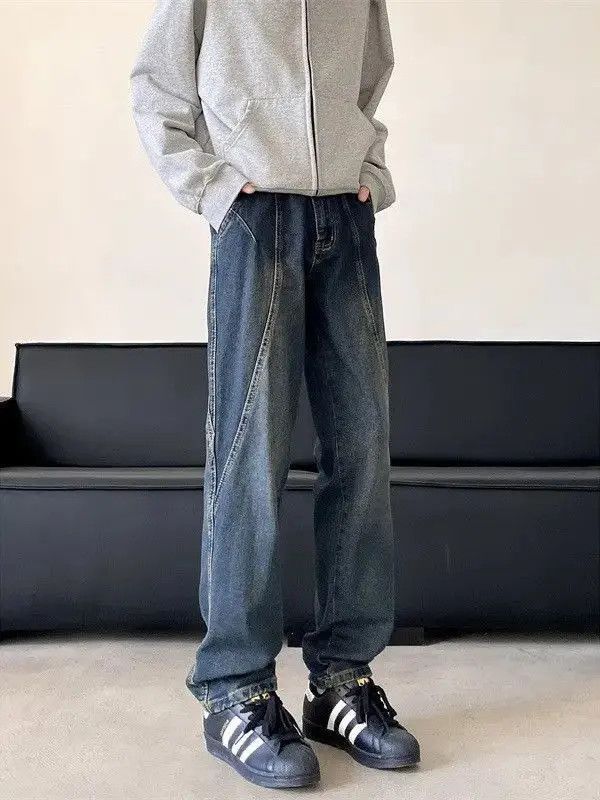 Japanese Brand Retro loose straight leg wide leg jeans Size US 32 / EU 48 - 3 Thumbnail