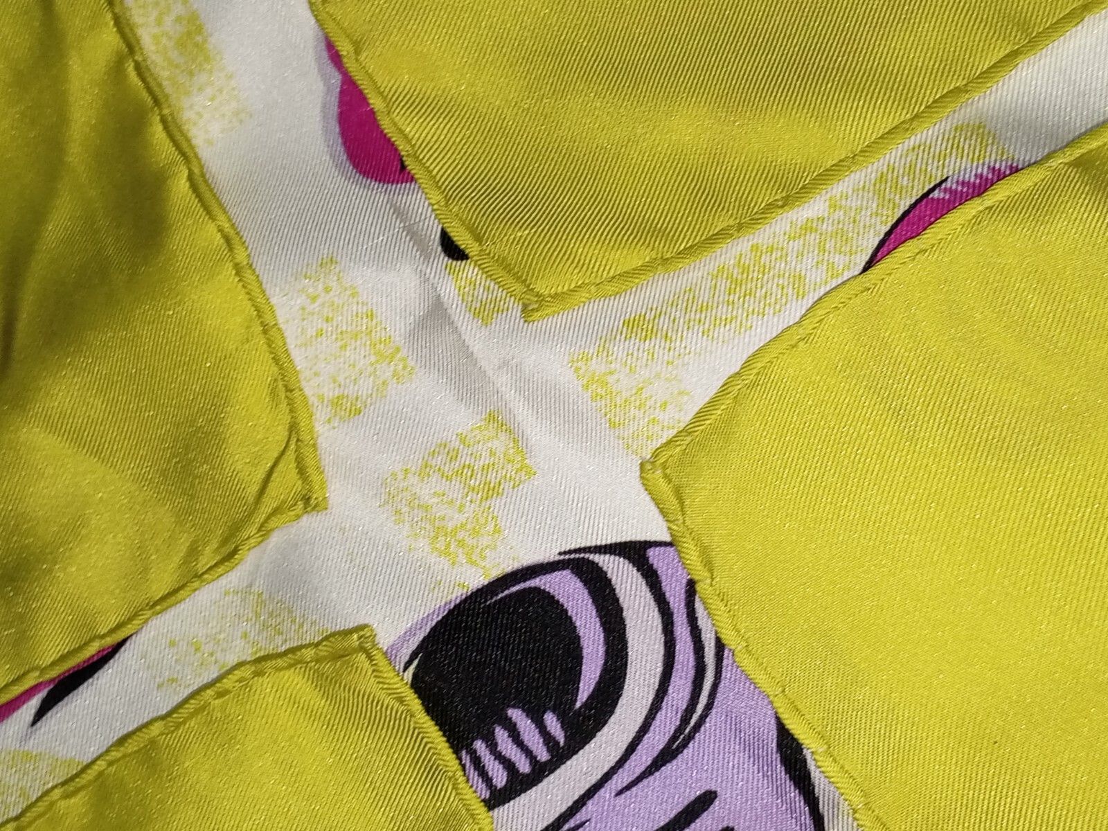 Iceberg ICEBERG Italy Large Fishes Yellow Green Purple Silk Scarf Size ONE SIZE - 10 Thumbnail
