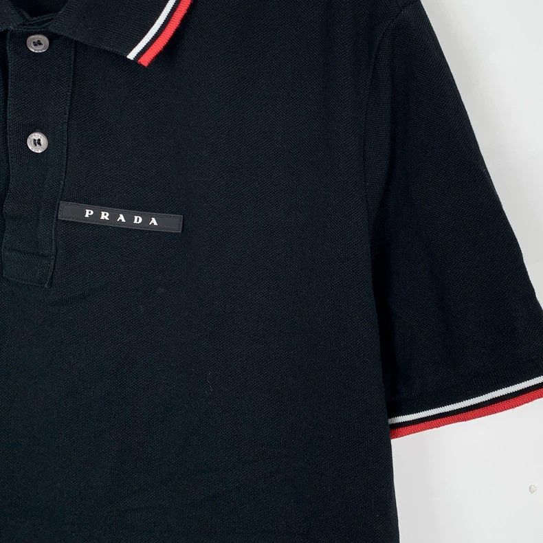 Prada Prada Logo striped trim lapel black short-sleeved Polo shir Size US XL / EU 56 / 4 - 4 Thumbnail