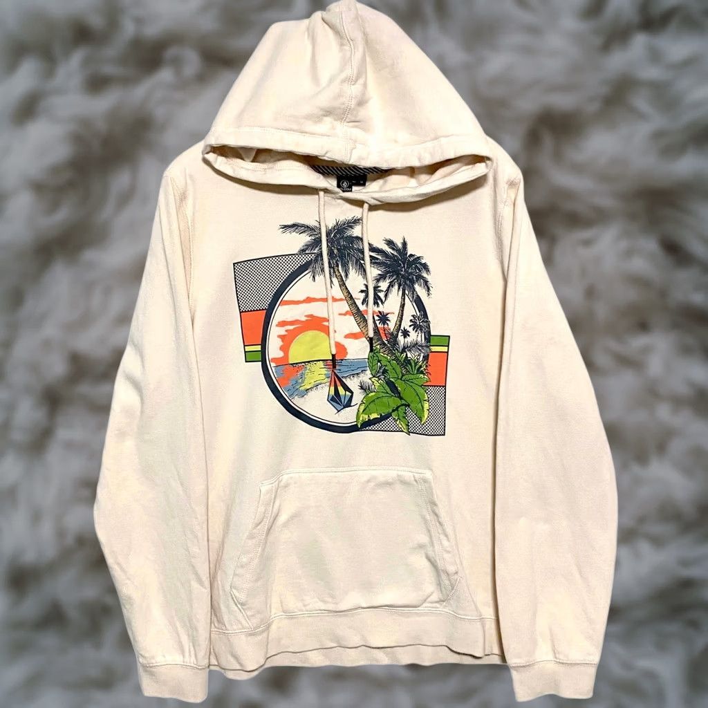 Volcom VINTAGE Volcom Beach Pullover Hoodie Sweatshirt Womens XL/12 Cream Surfer Comfy Y2K Size XL / US 12-14 / IT 48-50 - 1 Thumbnail