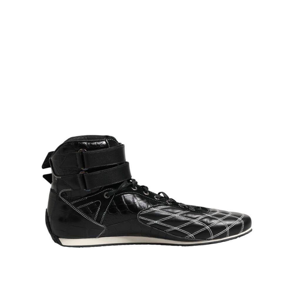 Dolce & Gabbana Dolce & Gabbana Black Quilted Leather Lace Up Sneakers Shoes Size US 11 / EU 44 - 1 Thumbnail