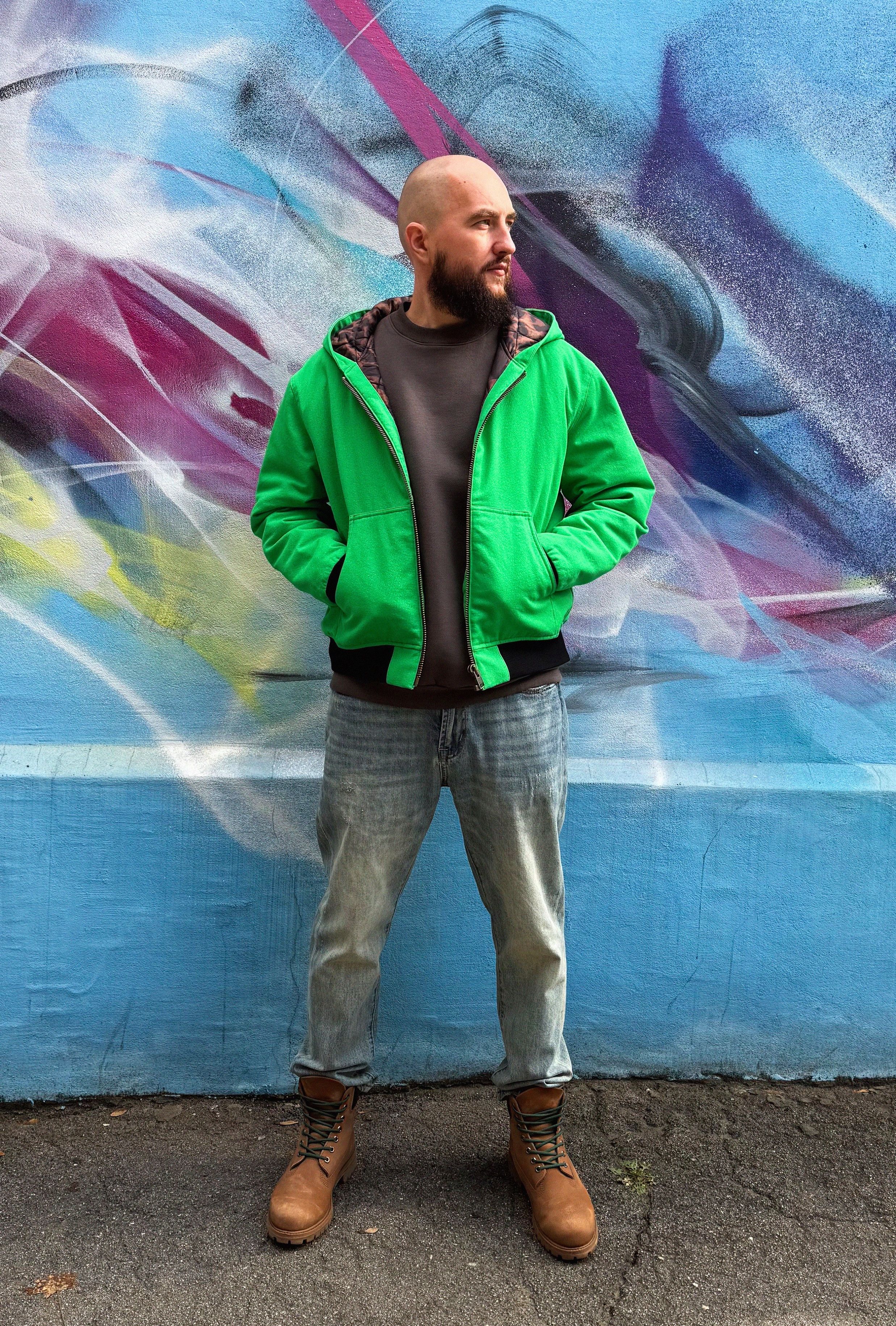 Carhartt Suture Studios 16oz. Canvas Hooded Work Jacket Green Leopard Size US L / EU 52-54 / 3 - 11 Thumbnail