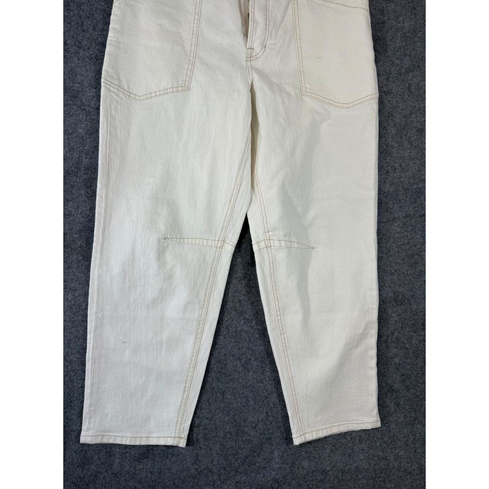 Frye Frye Barrel Ankle Jeans Womens 6 Bone Ivory Denim Button Fly Stretch Tapered Leg NWT Size 28" / US 6 / IT 42 - 4 Thumbnail