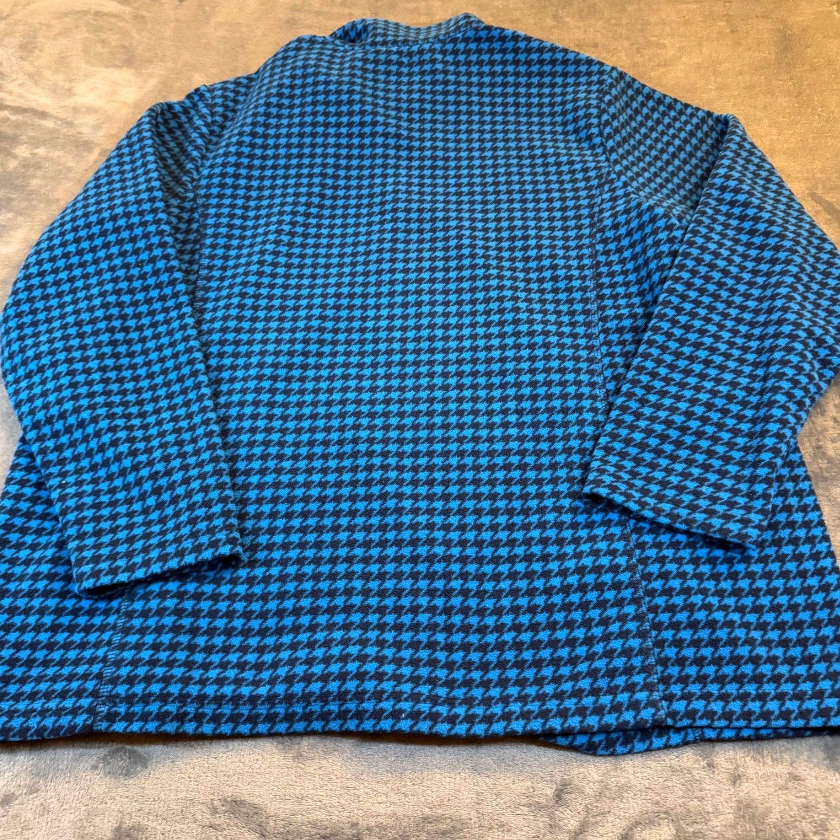 Lands' End VINTAGE Lands' End Blue Houndstooth Fleece Quarter Zip Pullover Womens size 1X 16W-18W Size XL / US 12-14 / IT 48-50 - 4 Thumbnail