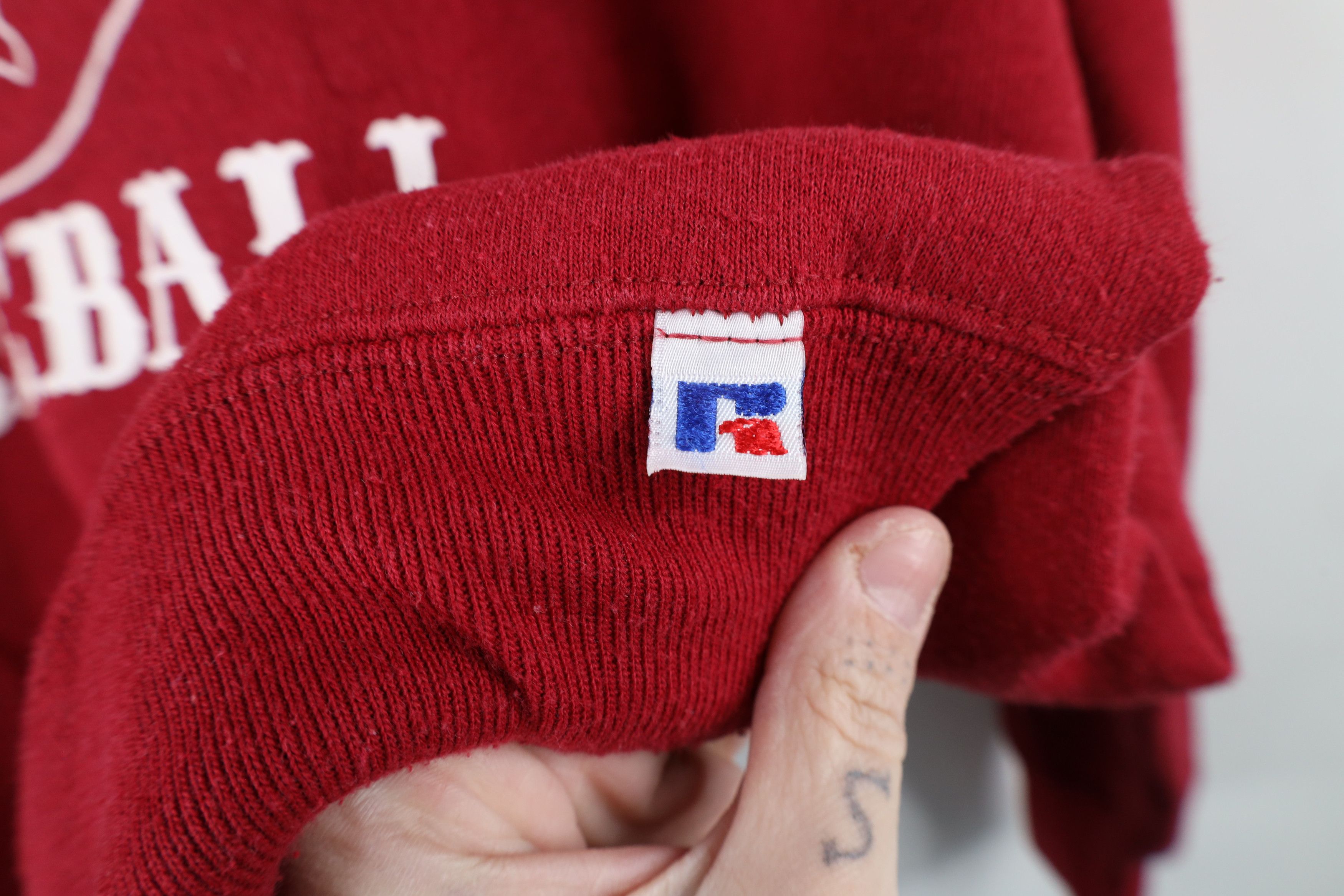 Russell Athletic × Vintage Vintage 90s Russell Athletic Crewneck Sweatshirt Red USA Size US L / EU 52-54 / 3 - 6 Thumbnail