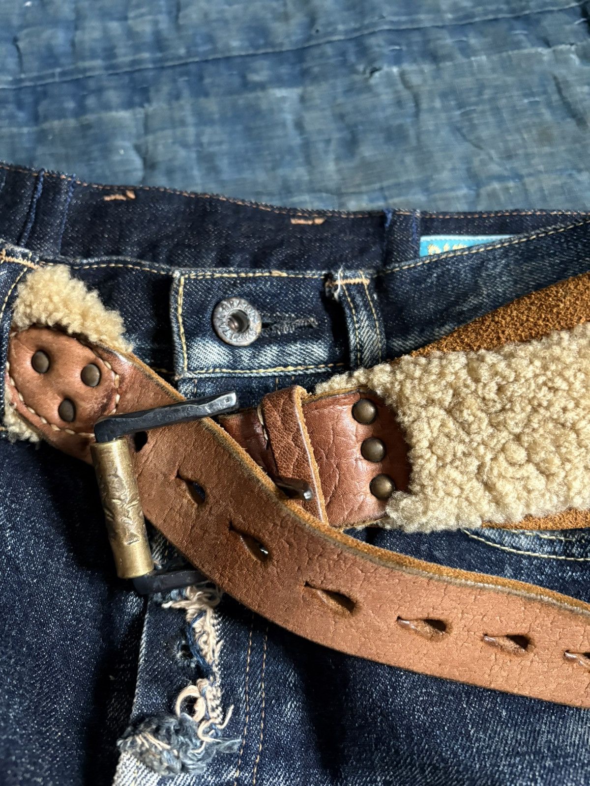 Kapital × Kapital Kountry kapital Boa fleece Belt - Beige Size ONE SIZE - 12 Thumbnail