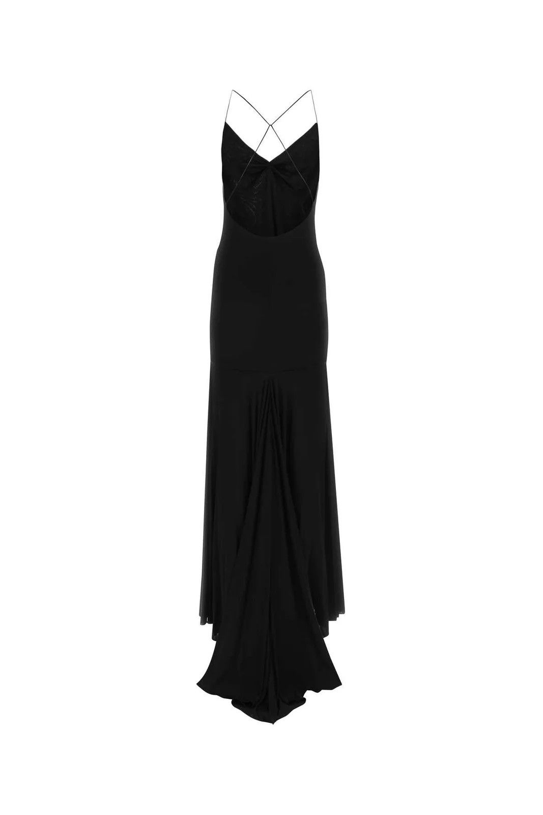 Saint Laurent Paris o1s1wg111024 V-Neck Maxi Dress in Black Size S / US 4 / IT 40 - 2 Thumbnail