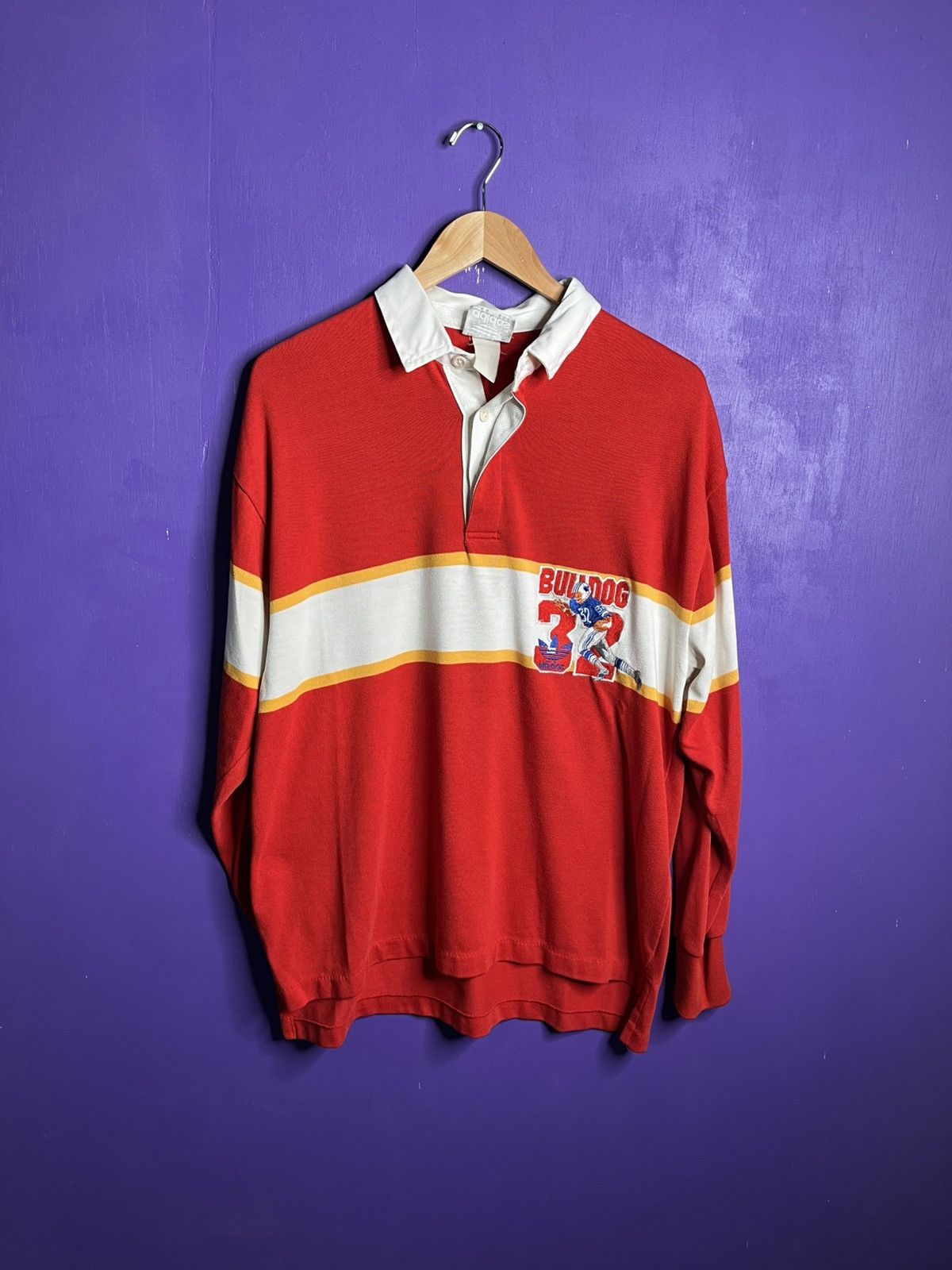 Adidas × Vintage Vintage 80s Adidas OJ Simpson bulldog rugby shirt Size US XL / EU 56 / 4 - 1 Thumbnail