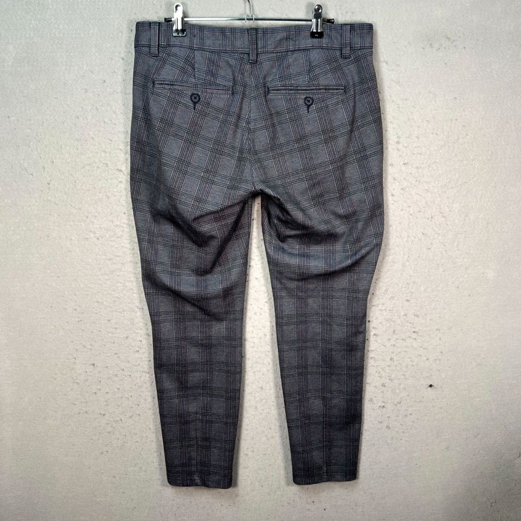 ONLY & SONS Only & Sons Mens Pants Tapered Fit 32x26 Gray Check Front Pockets Casual All Season Mens Size US 32 / EU 48 - 2 Thumbnail