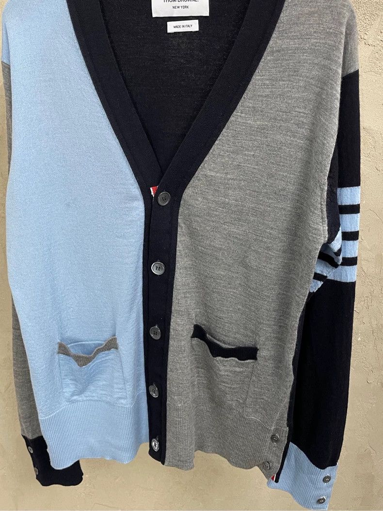 Thom Browne Thom Browne size3 Blue and gray wool cardigan Size US L / EU 52-54 / 3 - 3 Thumbnail