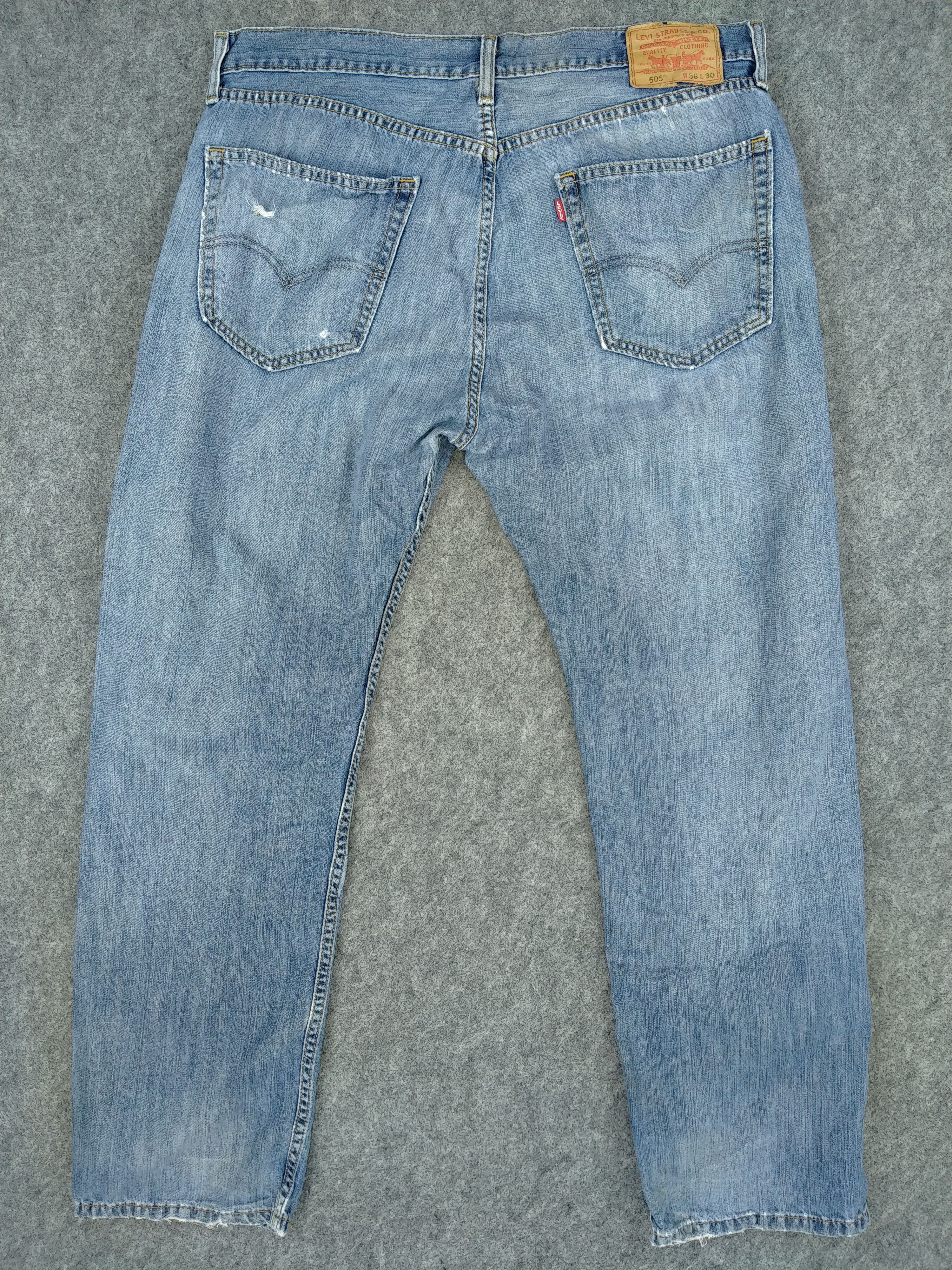 Levi's Blue Levi's 505 Distressed Denim 37 x 30 -JN127 Size US 37 - 2 Thumbnail