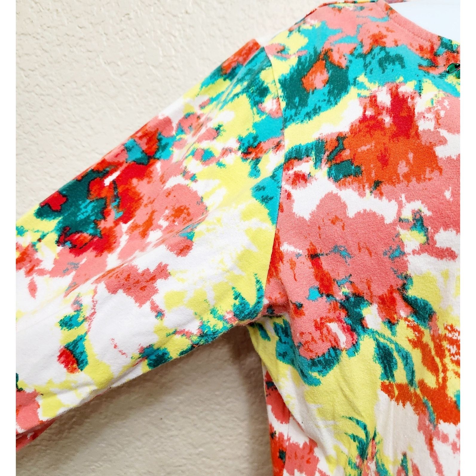 Other Ruby Rd. Pink Teal Yellow Abstract Rhinestone Bodice Top L Size L / US 10 / IT 46 - 3 Thumbnail