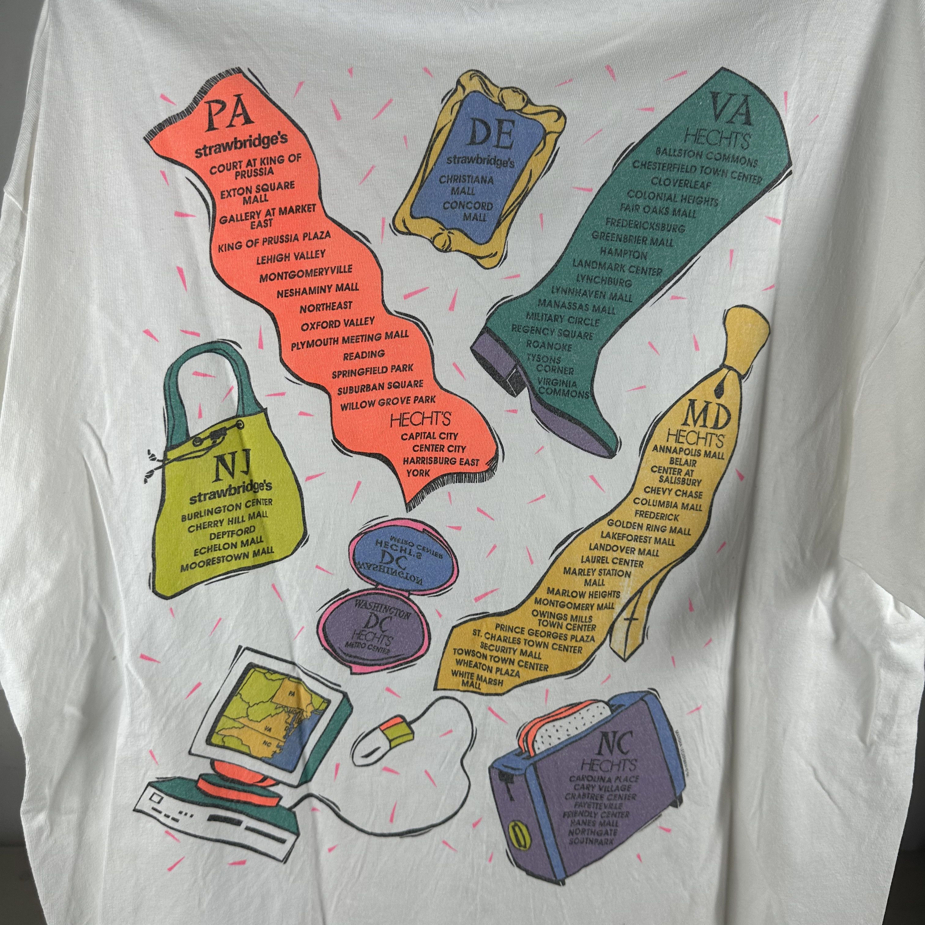 Vintage 90s Strawbridge's & Hecht's Shopping Mall Artwork T-shirt Size US XL / EU 56 / 4 - 4 Thumbnail