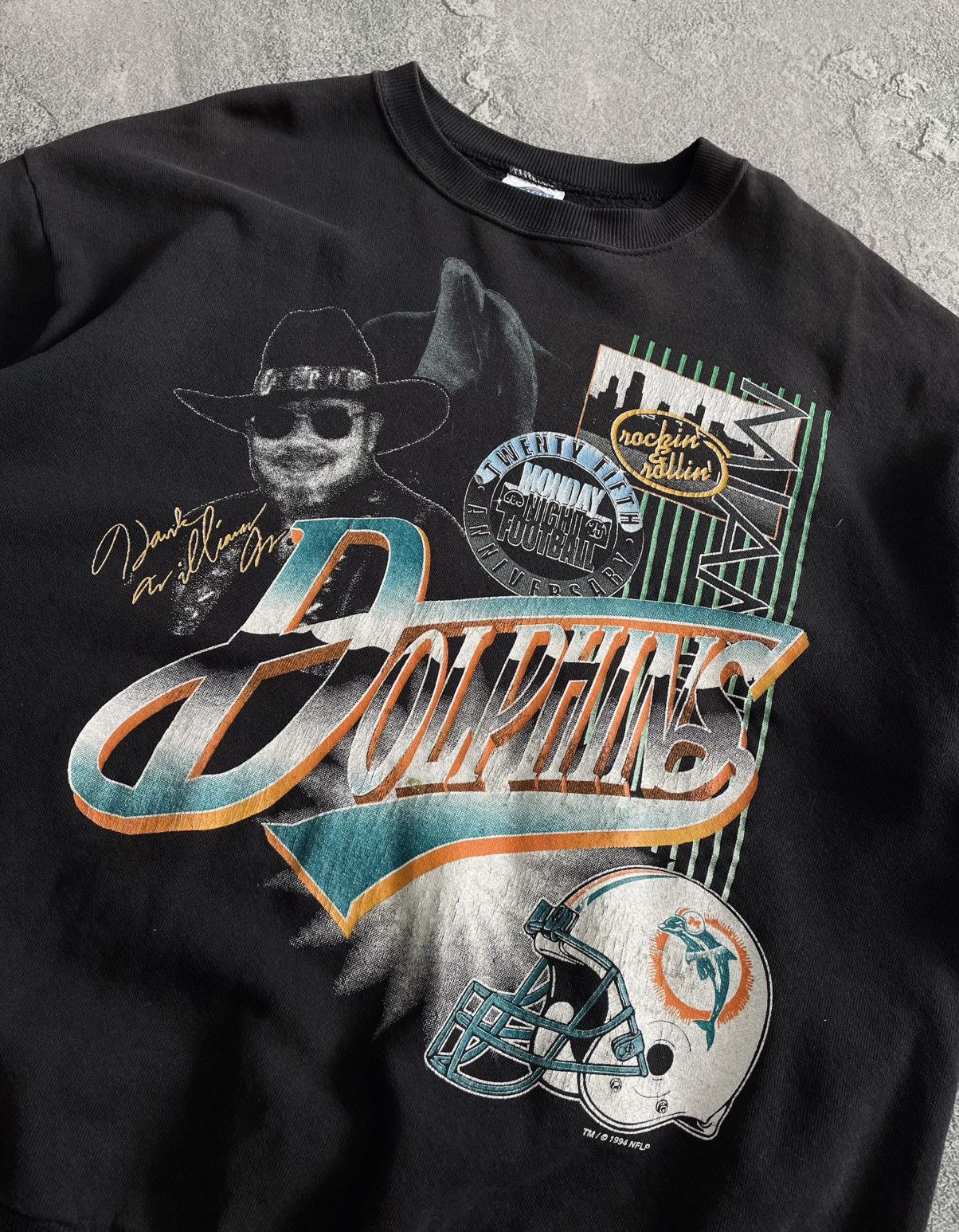 NFL VTG 90s MNF 25th Hank Williams NFL Miami Dolphins Sweatshirt Size US XL / EU 56 / 4 - 4 Thumbnail